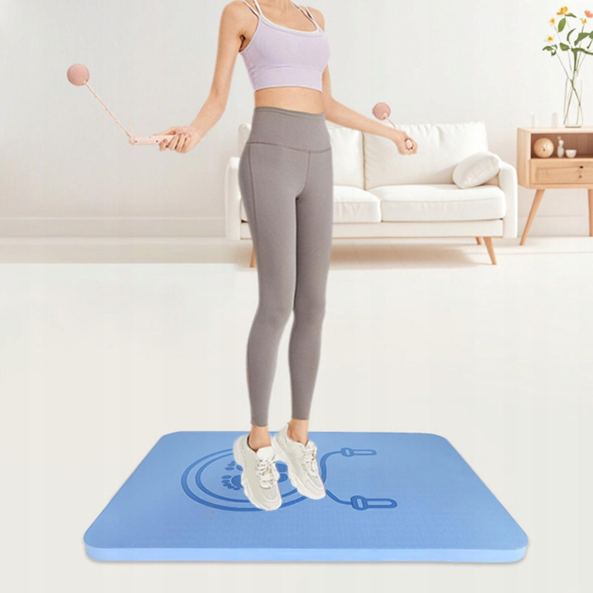 Skipping Rope Pad Cordless Jump Rope Mat Workout Mat Yoga Mat Shock Blue