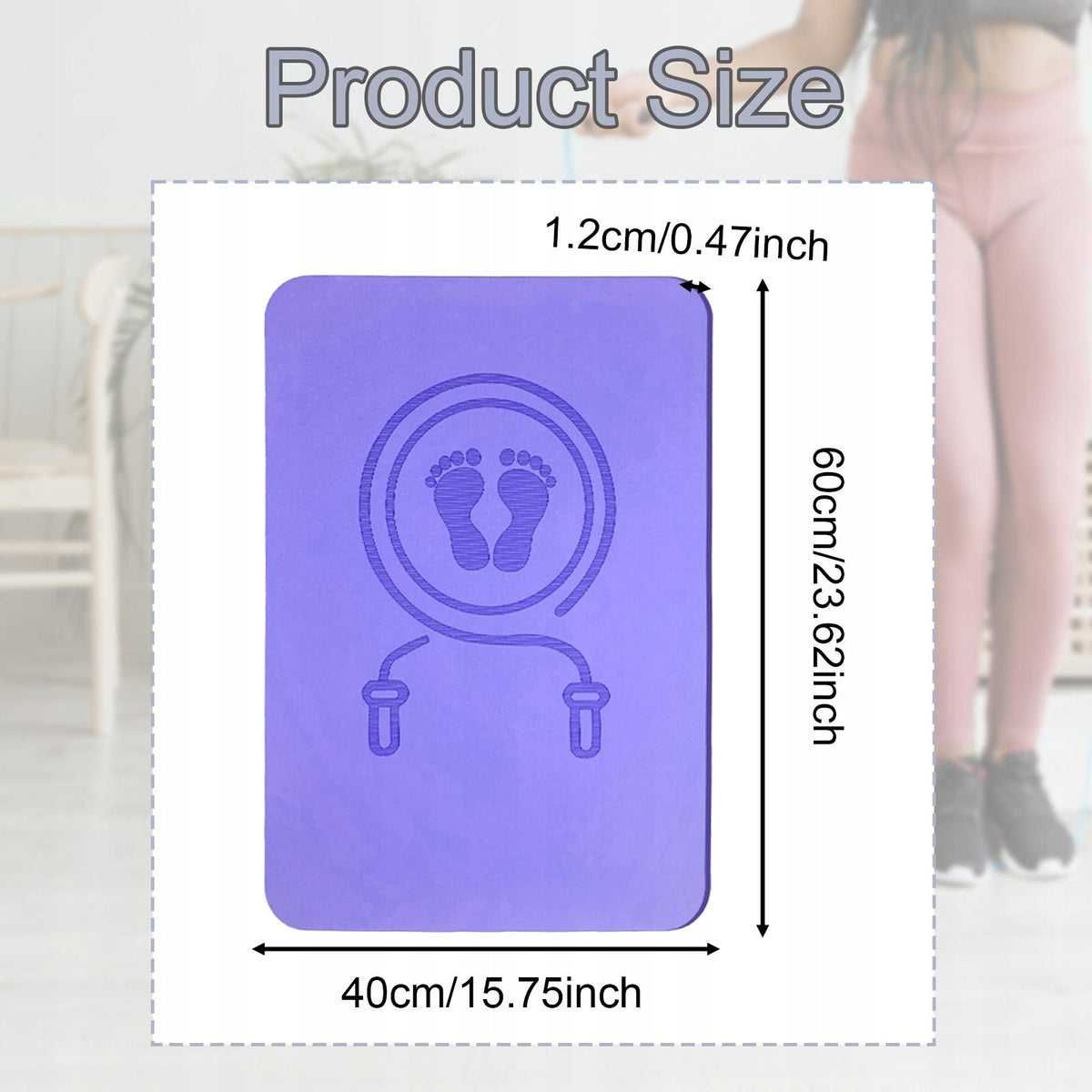 Skipping Rope Pad Rectangle Workout Mat Shock Absorption Non Slip Purple Packaging status original