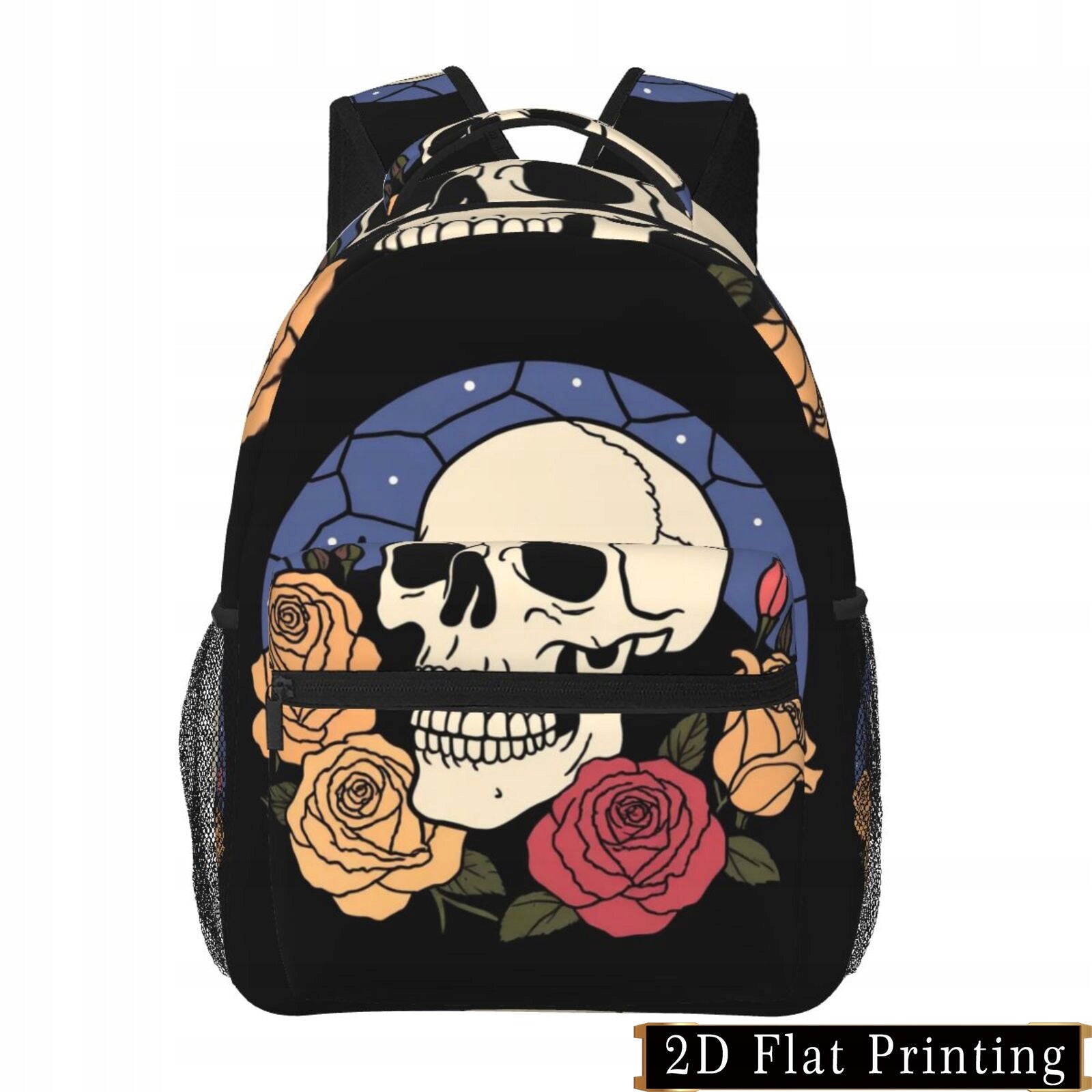 Skull Print Travel Backpack with Waist Support