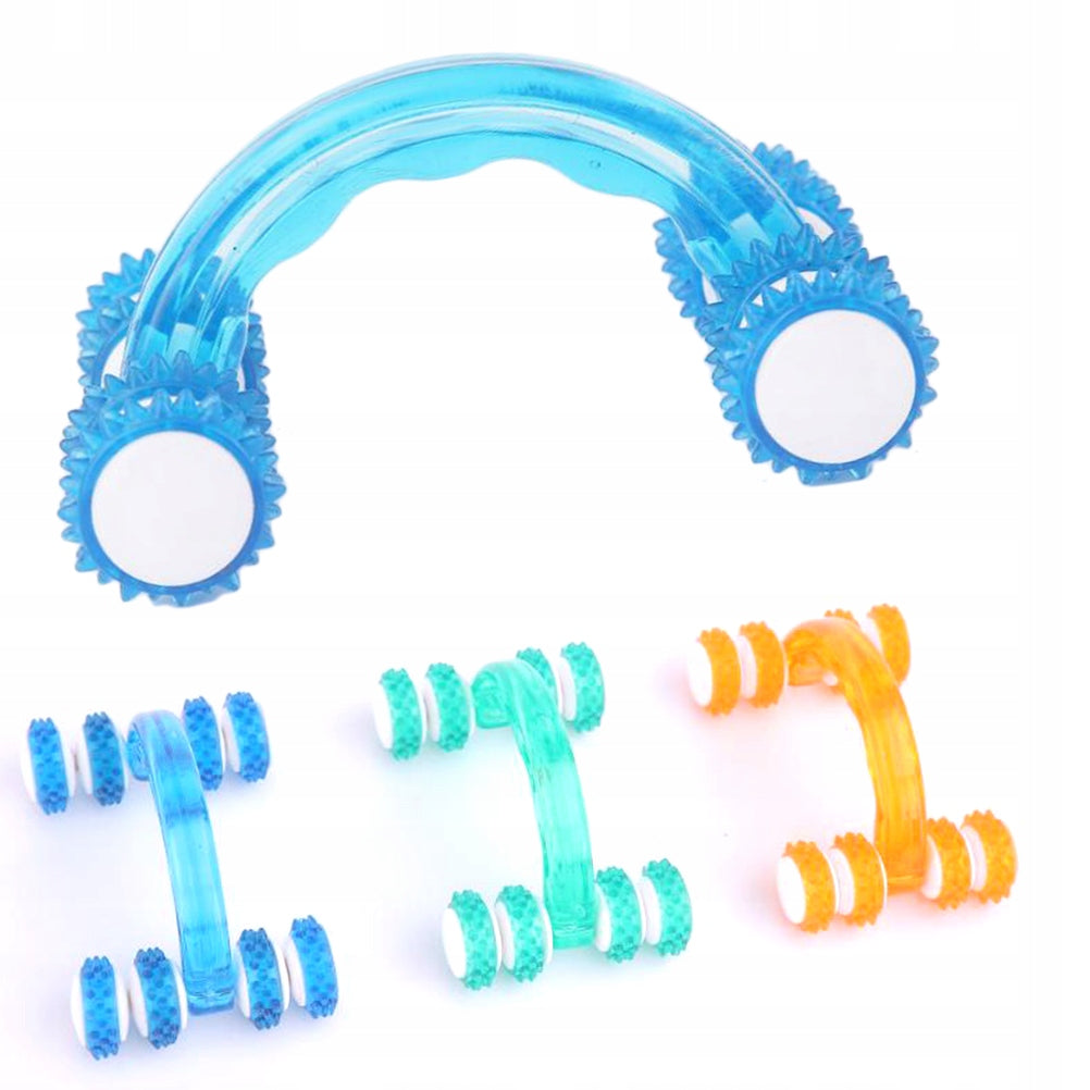 Sky-Blue Plastic Roller Massager for Muscle Relaxation and Pain Relief