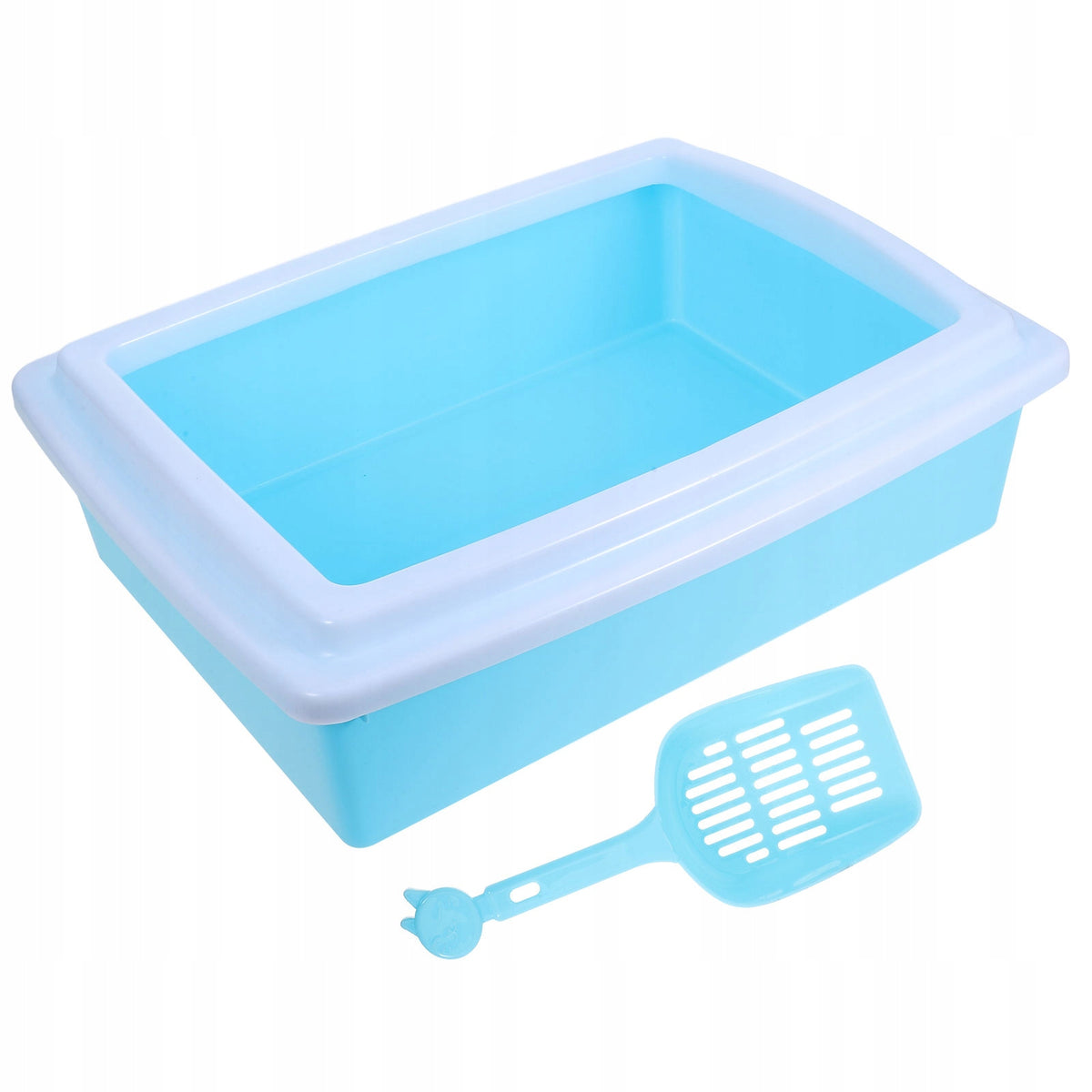 Sky-Blue Semi-Enclosed ABS Cat Litter Box with Anti-Spill Design