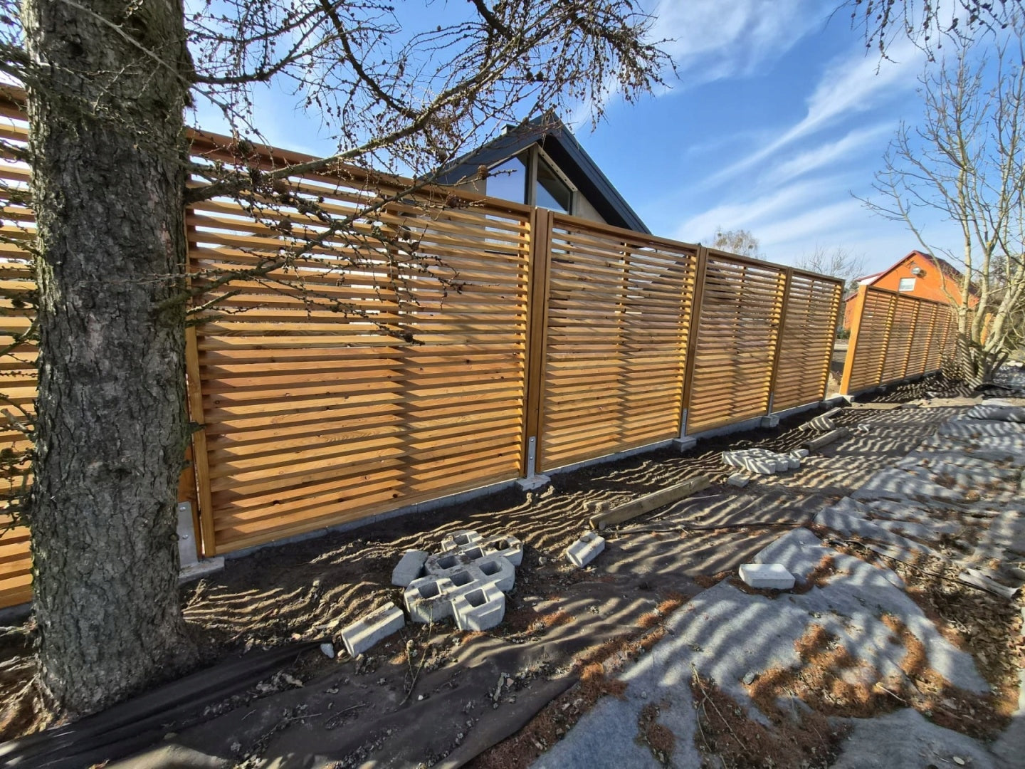 Slatted fence 180x180cm with larch KL C Brand Elegro