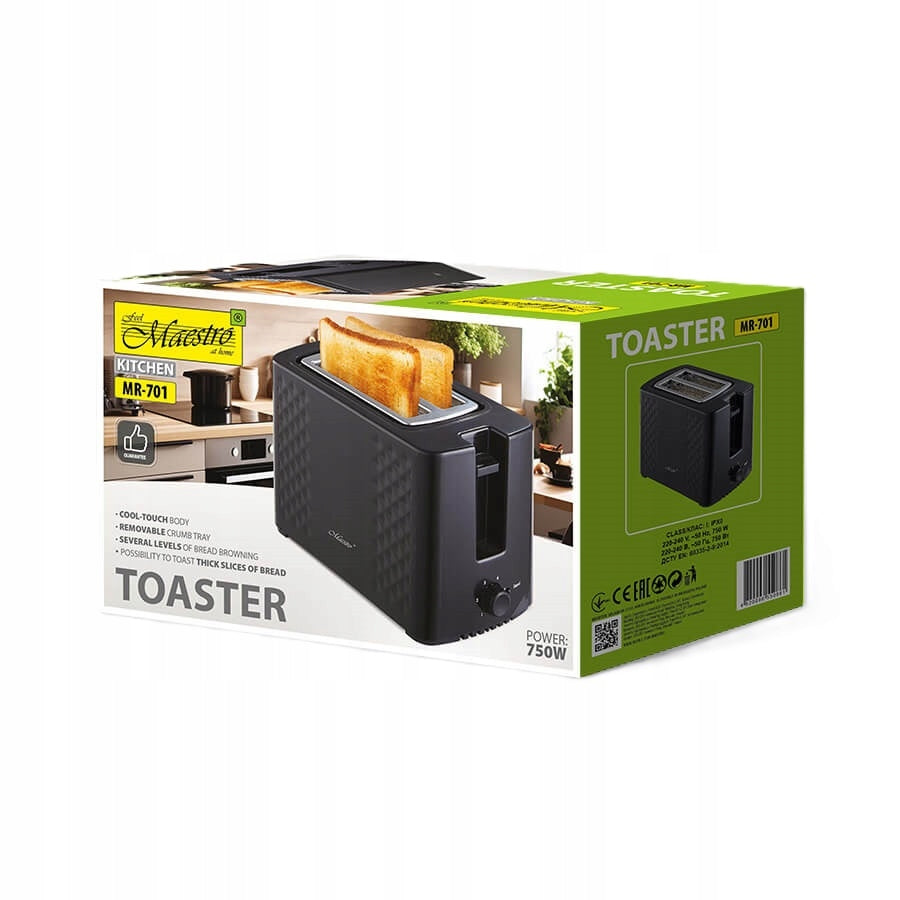 Sleek Black Toaster 750W | Maestro MR-701 Brand no brand