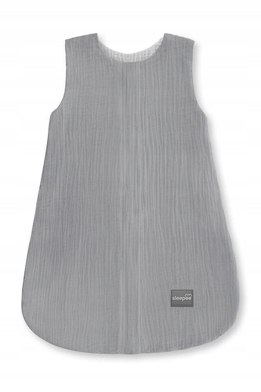 Doppelseitiger Musselin-Schlafsack, 0–4 Monate, Dunkelgrau 