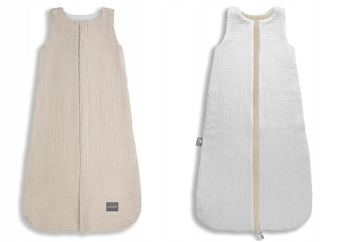 Doppelseitiger Musselinschlafsack, 4–24 Monate, Sand 
