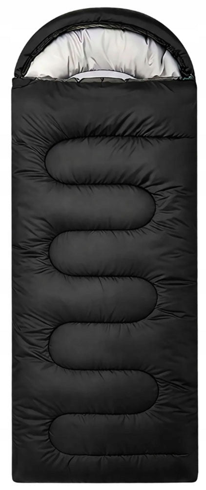 Sleeping Bag Mummy Tourist 2in1 210×70cm Warm Hood Quilt Cover Black Manufacturer code KUGO camp Śpiwór Mumia 2w1 210×70cm