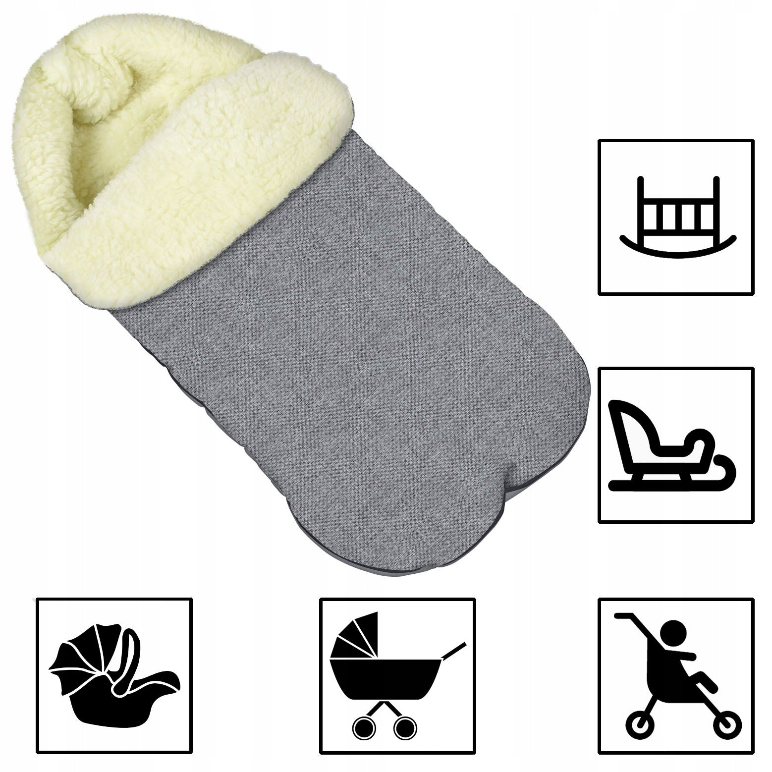Sleeping Bag for Stroller Gondola Sled Sleeping Bag Warmed 5in1 Fur Lamb BEAR 85 Manufacturer code SPIW-GR-000