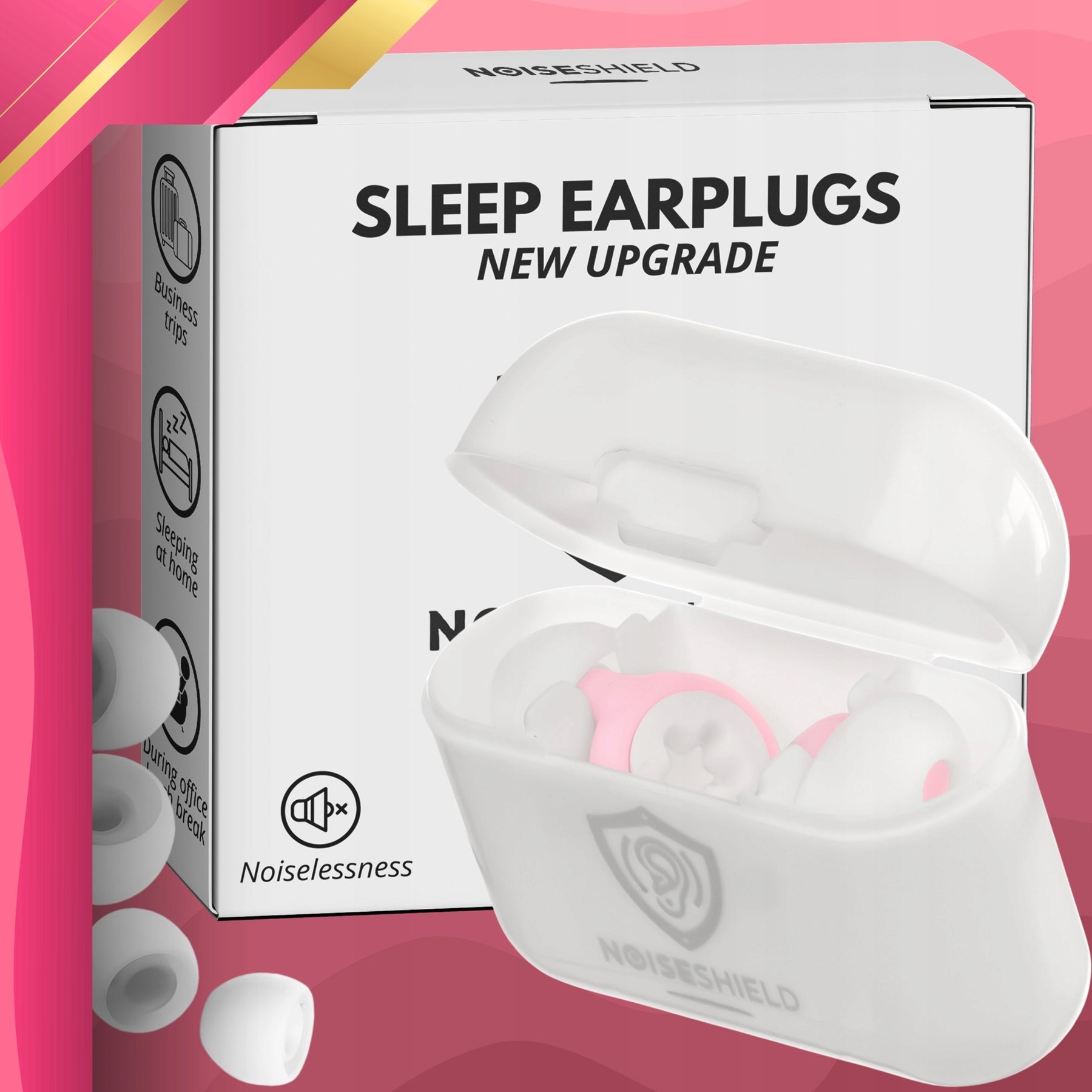Sleeping Earplugs Silicone Stopwatches with Insole Noise Cancelling Case Packaging status original