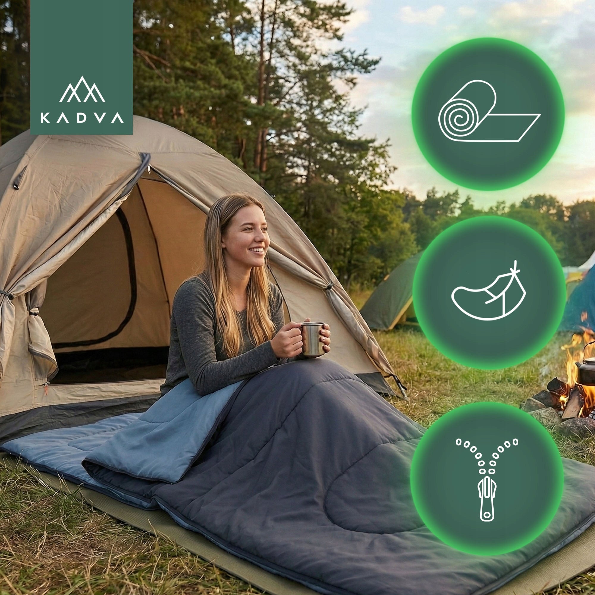 Sleeping bag KADVA Karvilo black Uni 180cm x 75cm THIN LIGHT HIKING Manufacturer code KDV-B4B036