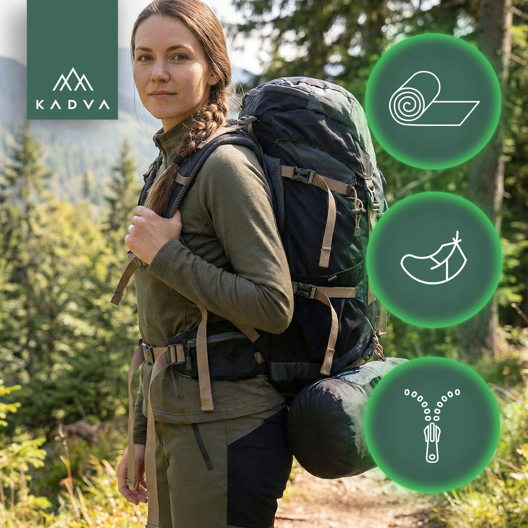 Sleeping bag KADVA Light 600 L left navy blue Tourist 220x80 THERMAL INSULATION Brand Kadva