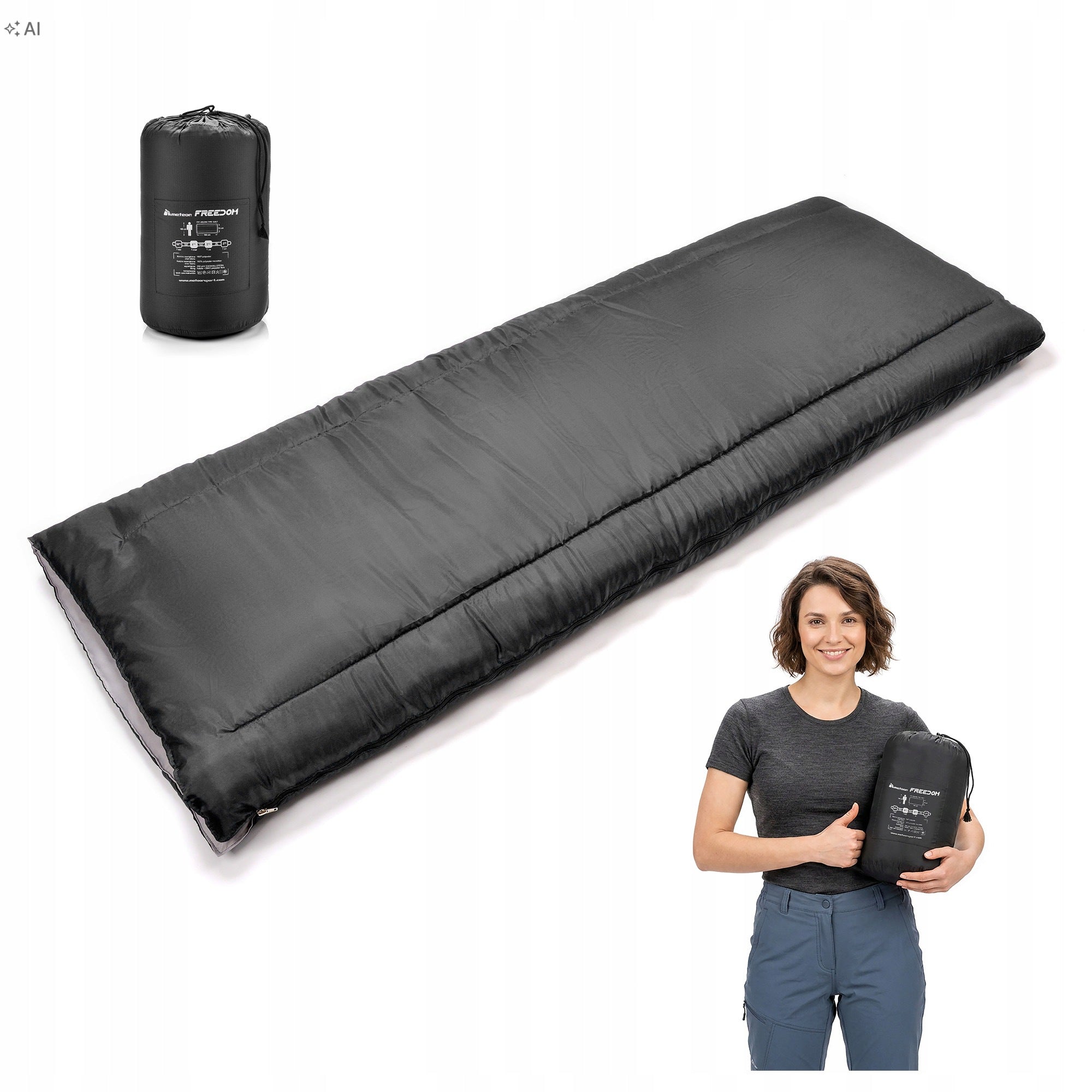Sleeping bag Meteor Freedom 195x72 PRODUCT Polish black Packaging status original