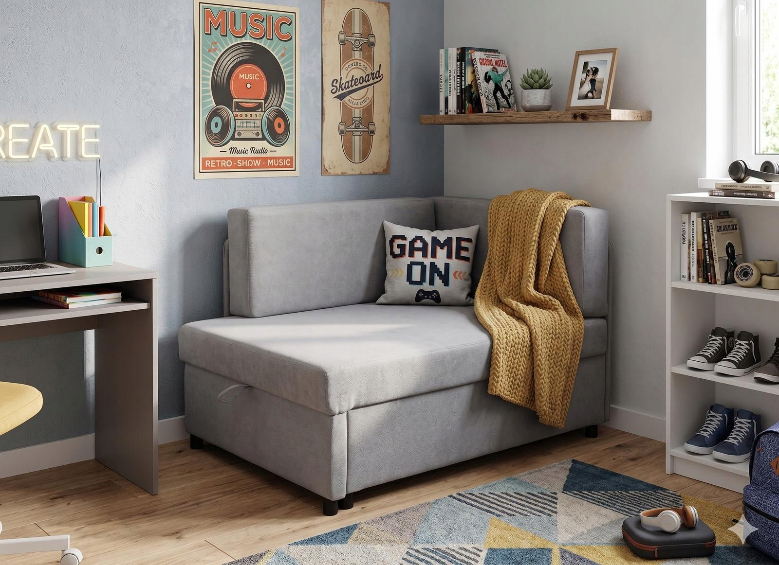 Sleeping chair Viluś 108x81x78 cm with sleeping and storage function grey Manufacturer code 5903181692017
