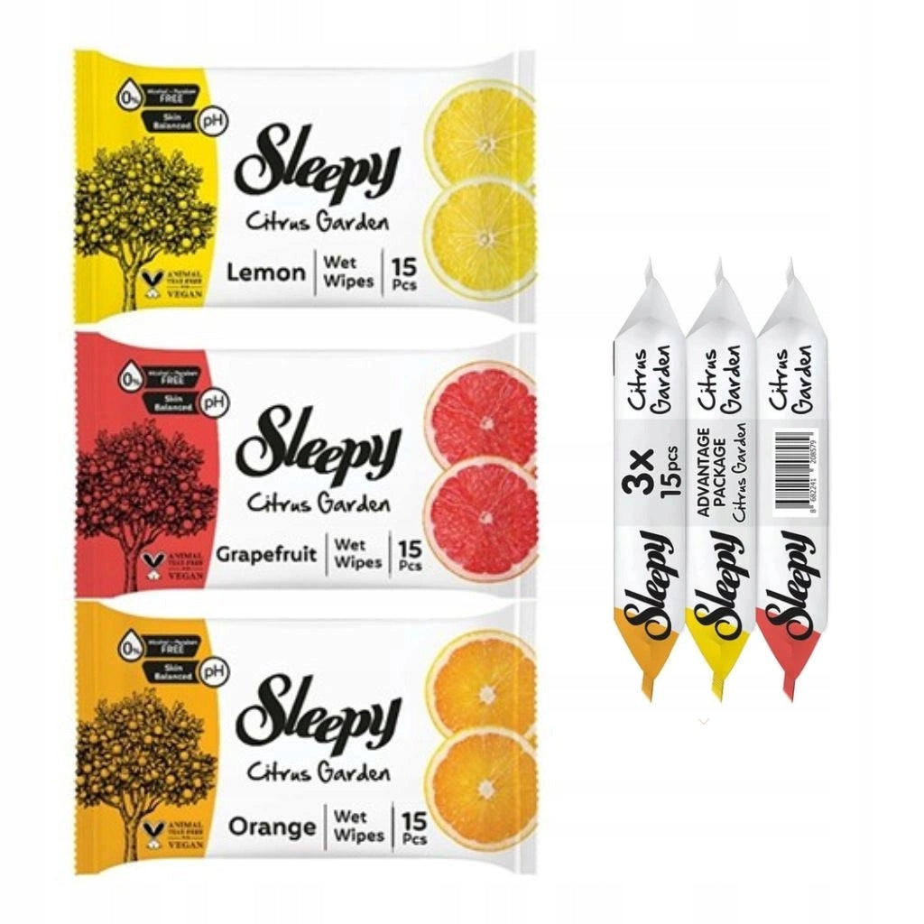 Sleepy Citrus Garden Wet Wipes 3x15pcs 3pack