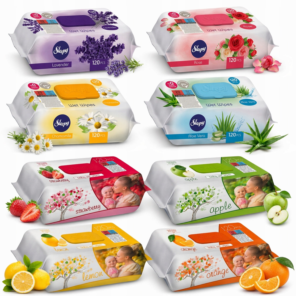 Sleepy Wet wipes GIGA SET MIX 8 packs x 120pcs