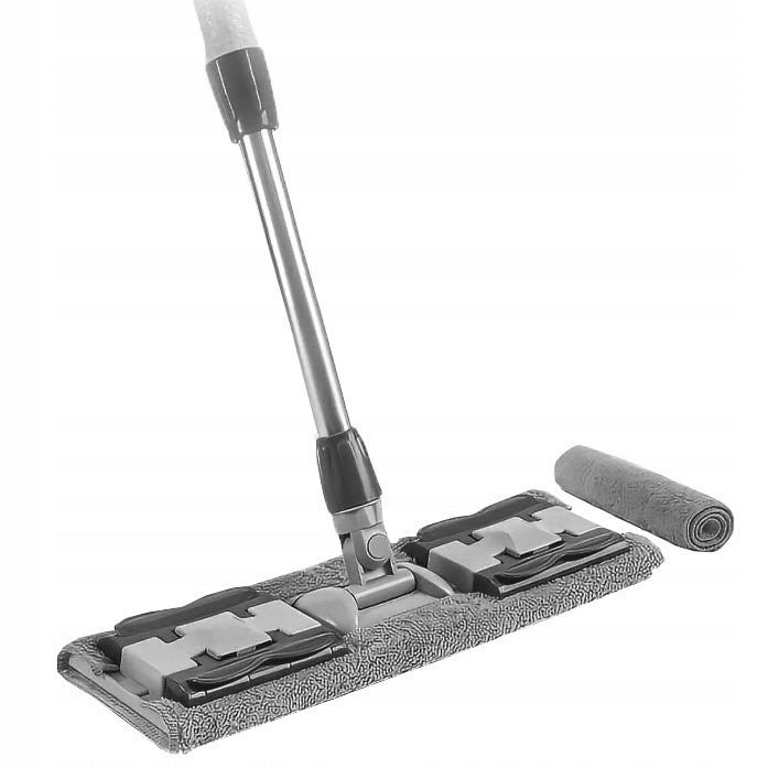 Sleepy Wipes Mop Grey Adjustable Long Flat with Terry Swivel
