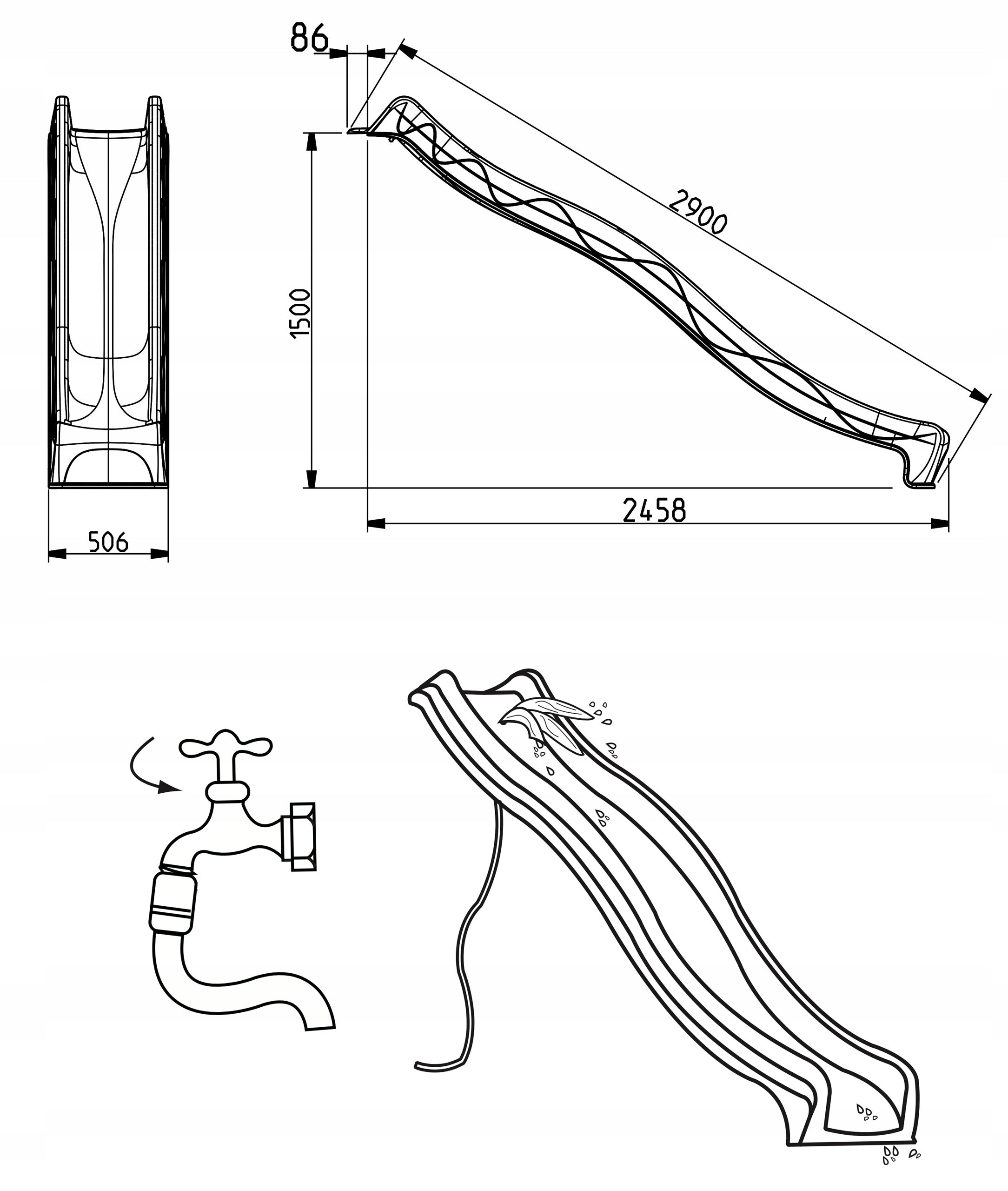 Slide Water Slide Children Square Toys 3m TSURI pistac Kind accessories