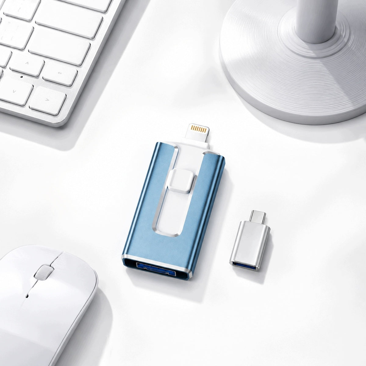 Sliding aluminum flash drive 256GB fast data transfer plug and play