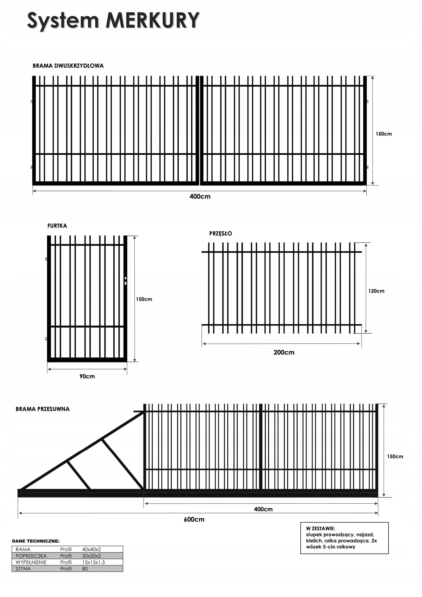 Sliding entrance gate MERKURY matmet EAN (GTIN) 5907529223437