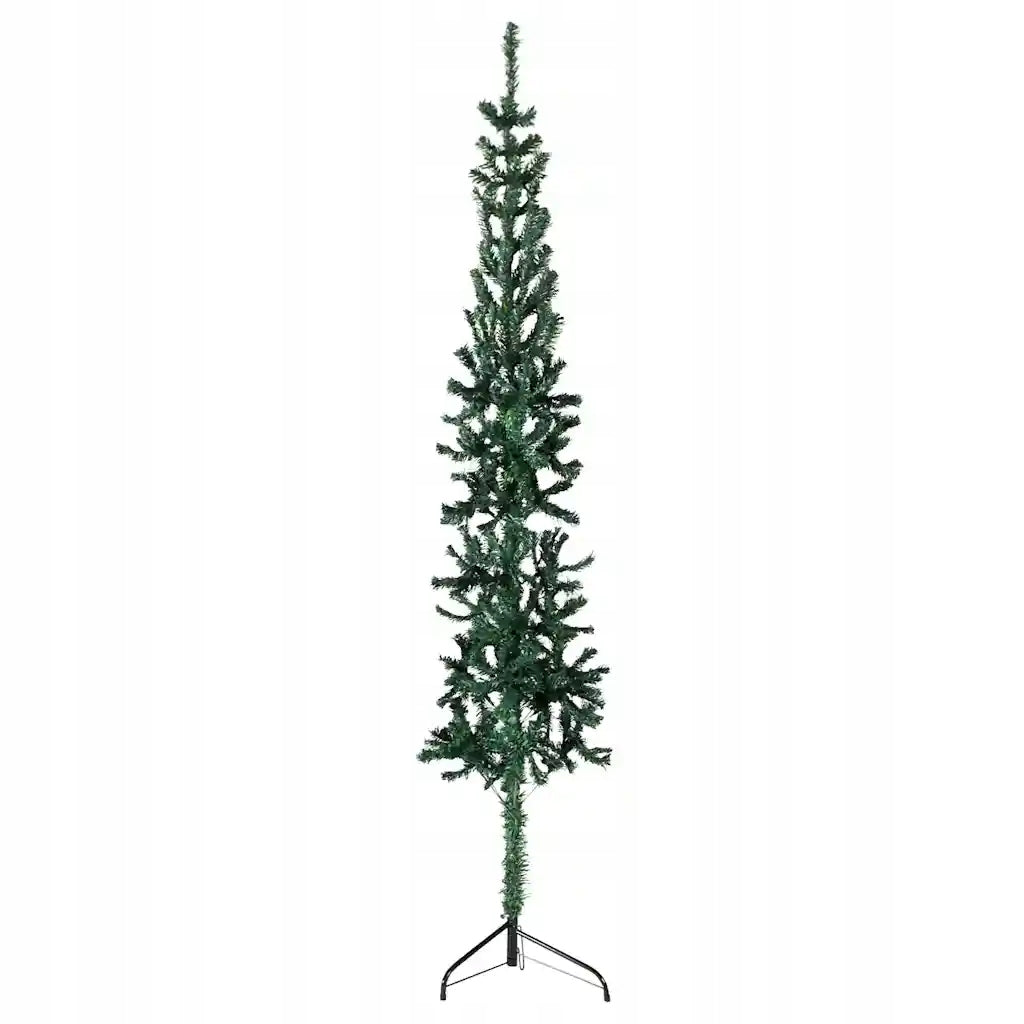Slim Christmas tree half with stand, artificial, green, 210 cm