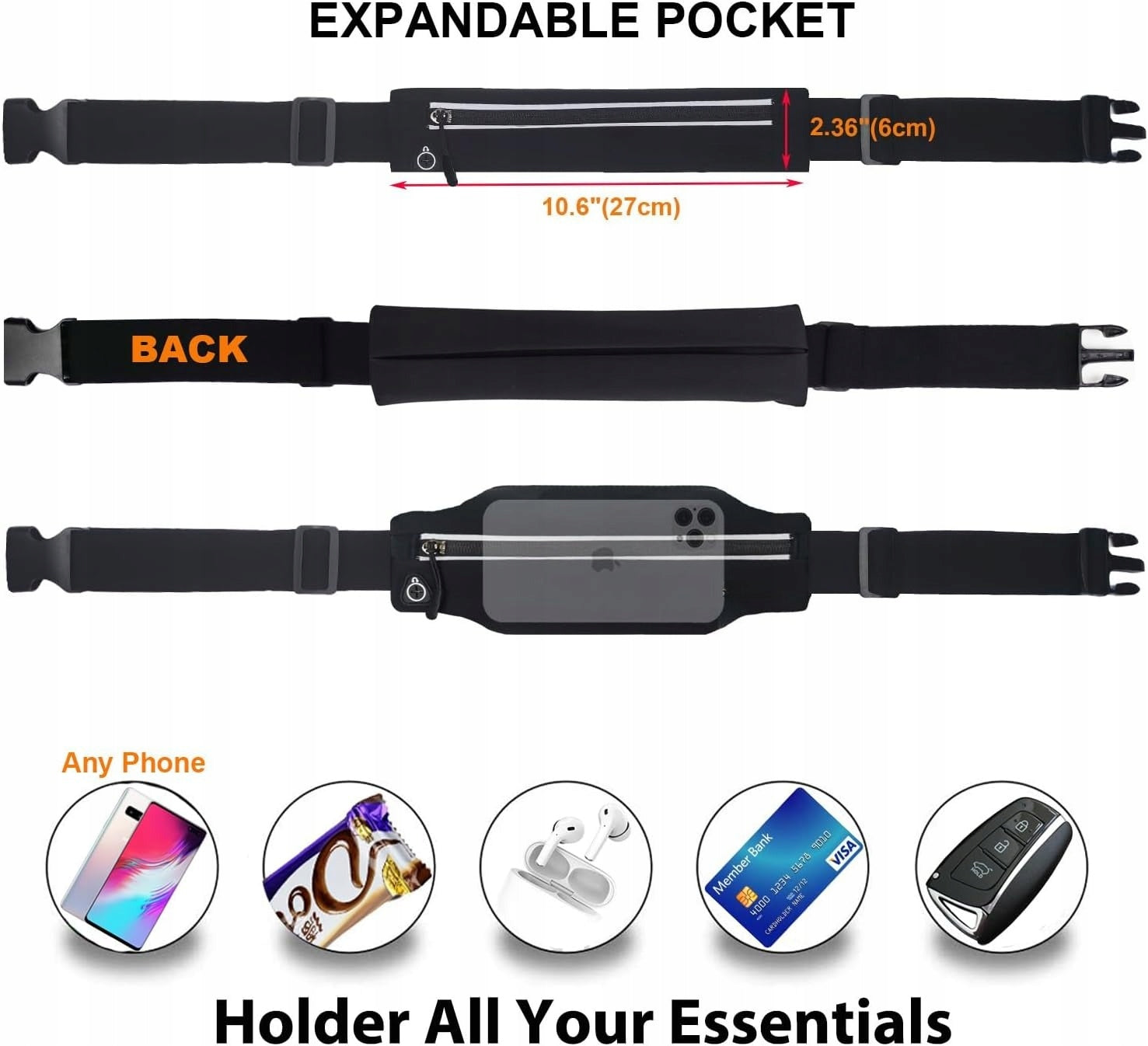 Slim Running Belt, Phone Holder Waist Pack for Workout Fits All phones Manufacturer code luozhizhan
