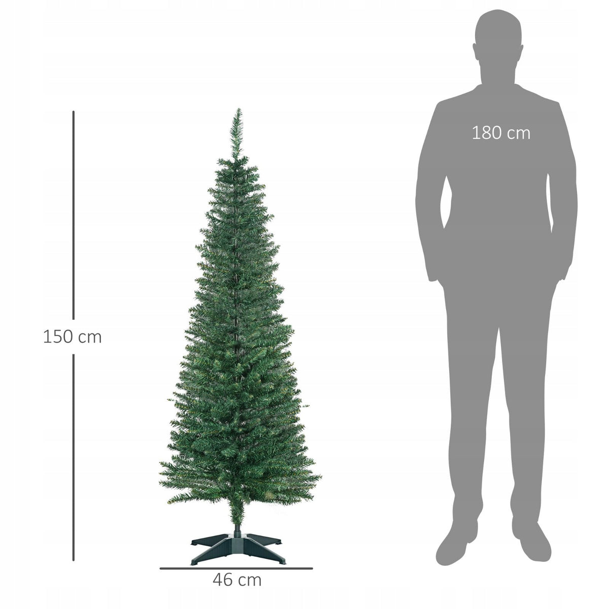 Slim artificial Christmas tree 150cm pencil with solid base Brand no brand