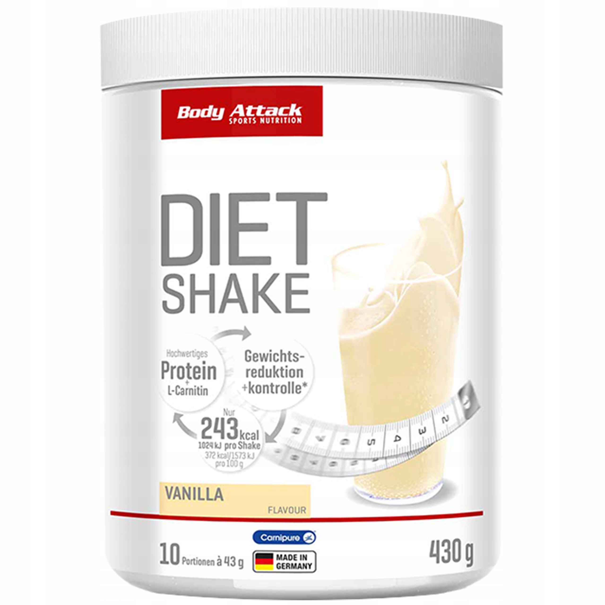 Slimming Cocktail BODY ATTACK Diet Shake 430g Vanilla Protein