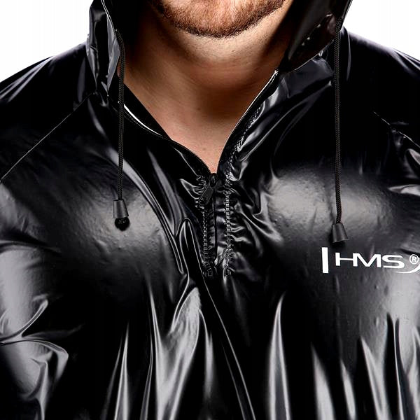 Slimming Tracksuit HMS Black Sauna Suit Two Piece PVC Hoodie Clasp other