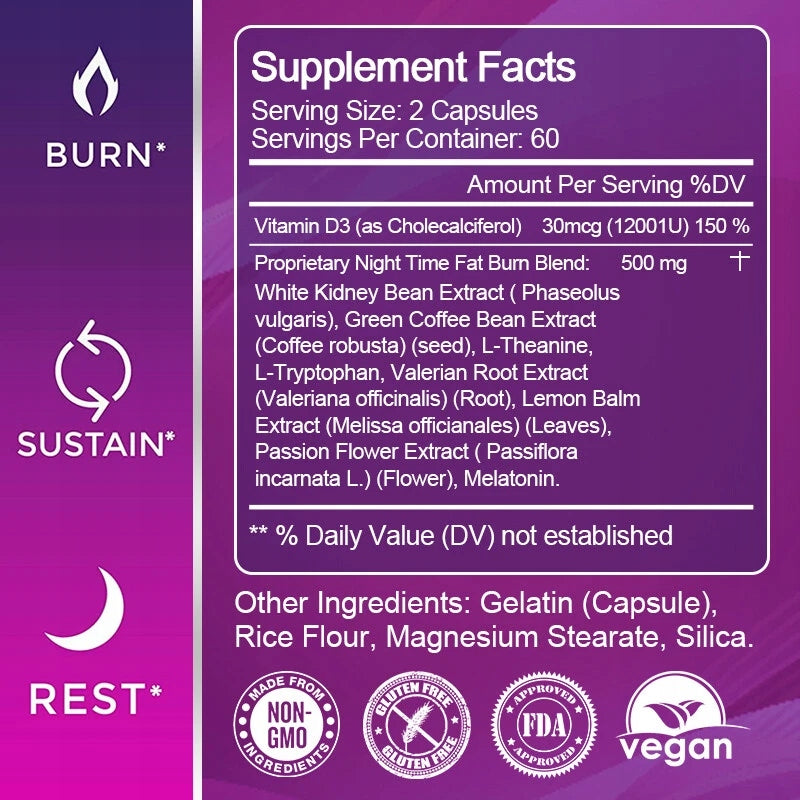 Slimming capsules for the night 360 – softgel tablets supporting burns Packaging status original