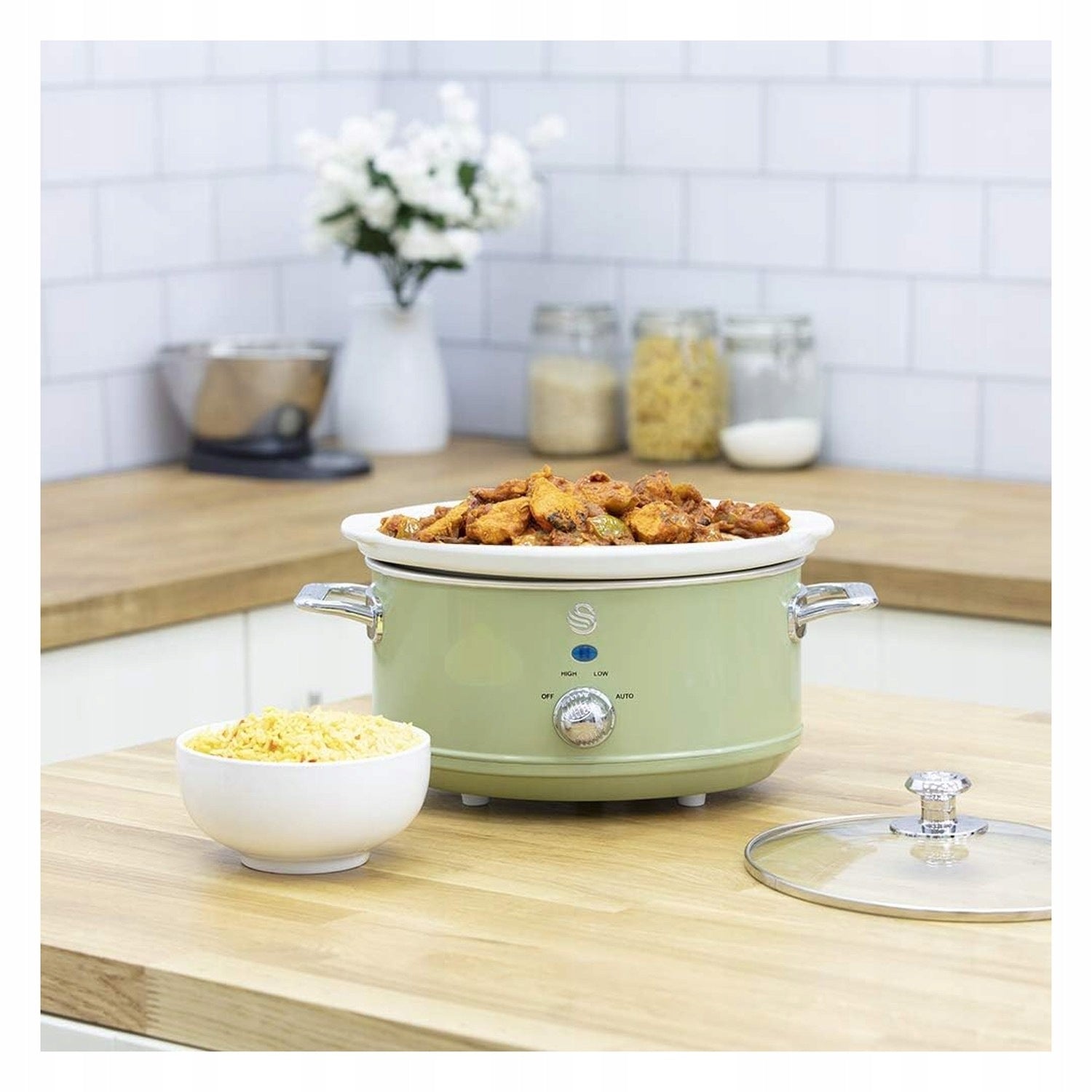 Slow Cooker 3.5 L Removable container, non-stick coating Dominant color green