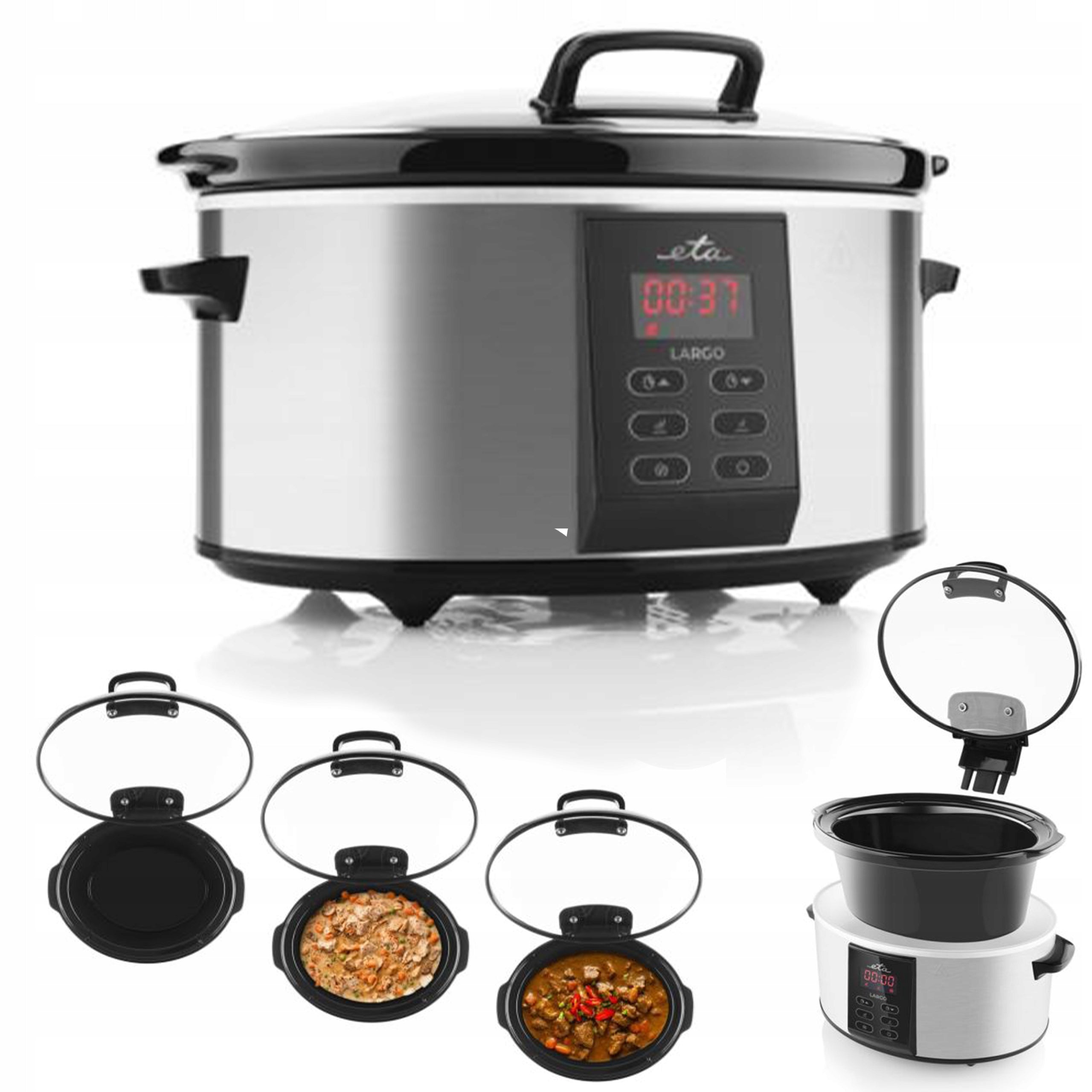 Slow Cooker Ceramic Pot INOX LCD Bowl 6L 245W Programmer