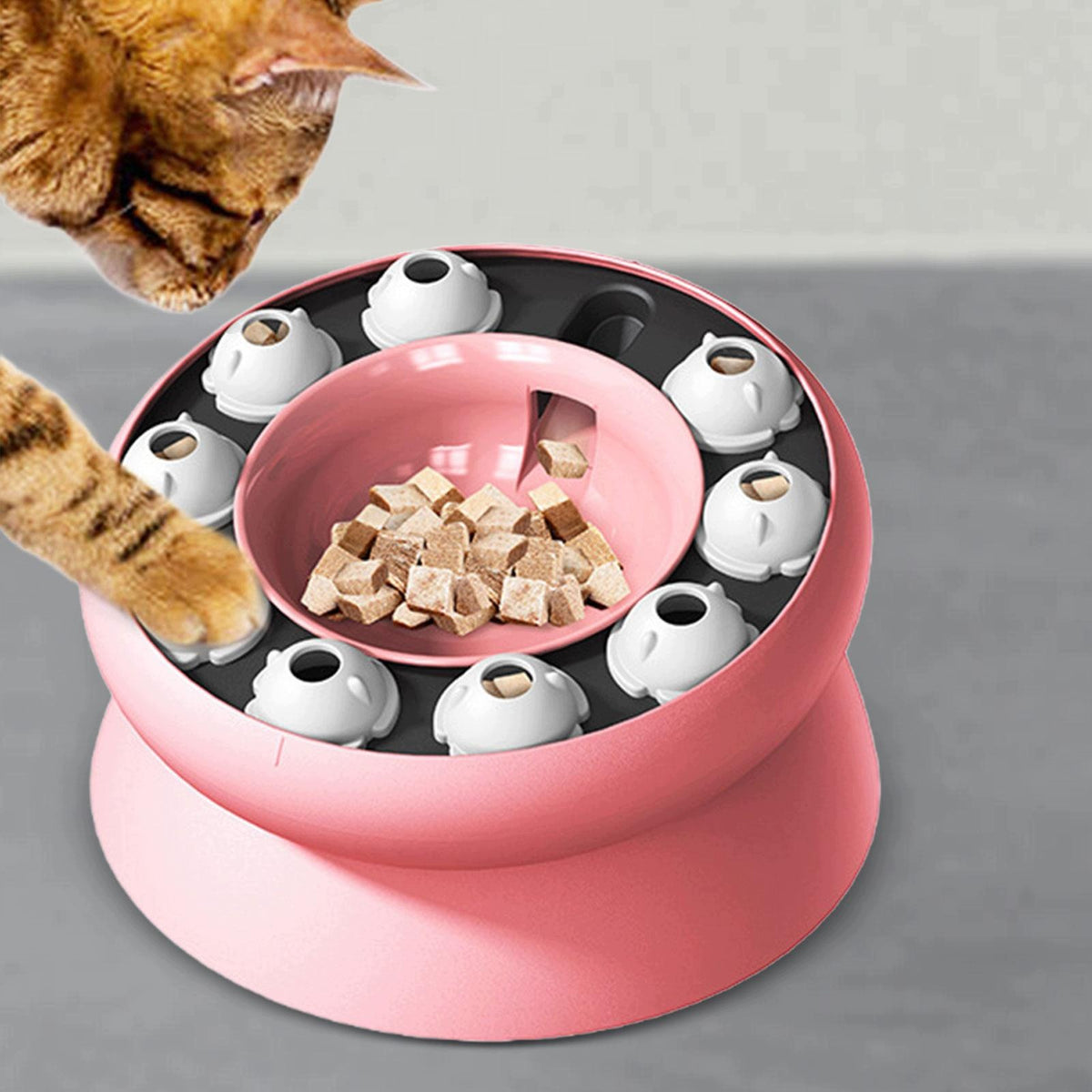 Slow Feeder Cat Bowl Interactive Puzzle Toy Cats Dogs Puzzle Toys for Pink