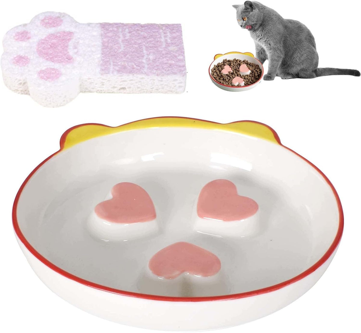 Slow Food Bowl for Cat Ceramic Labyrinth