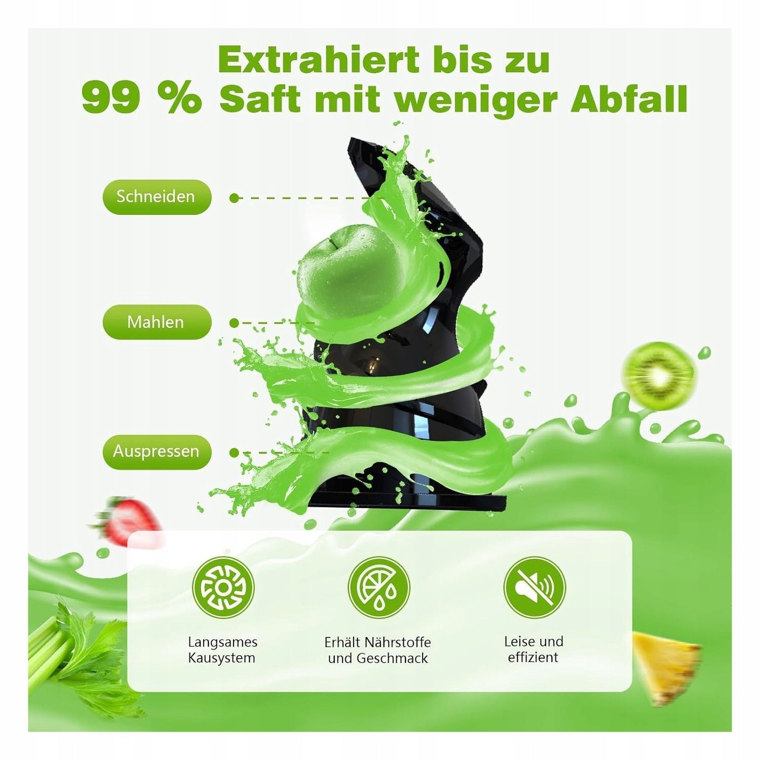 Slow Rotating Juicer 400W XL Hole 147mm For Whole Fruit Dominant color clear