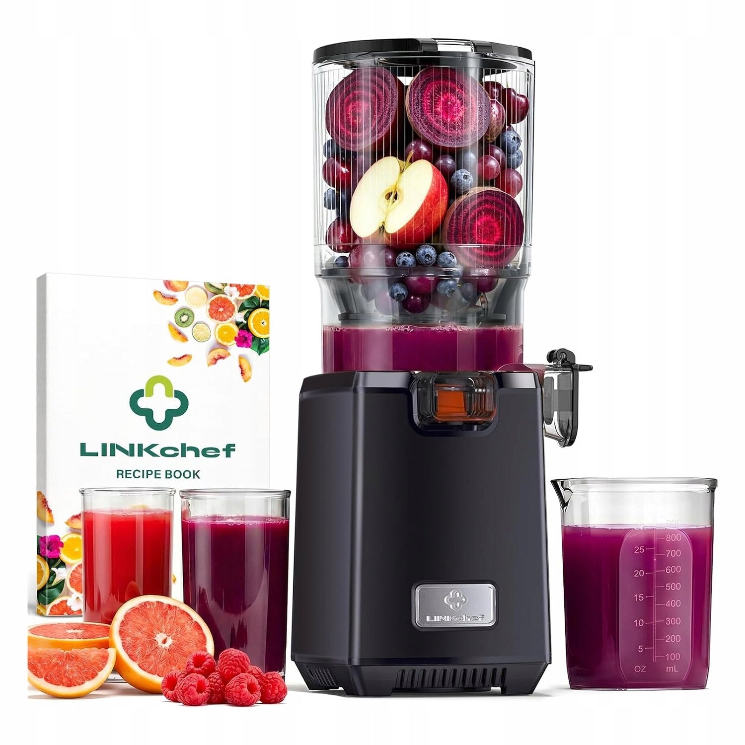 Slow juicer 250W for fruit and vegetables width 13 cm