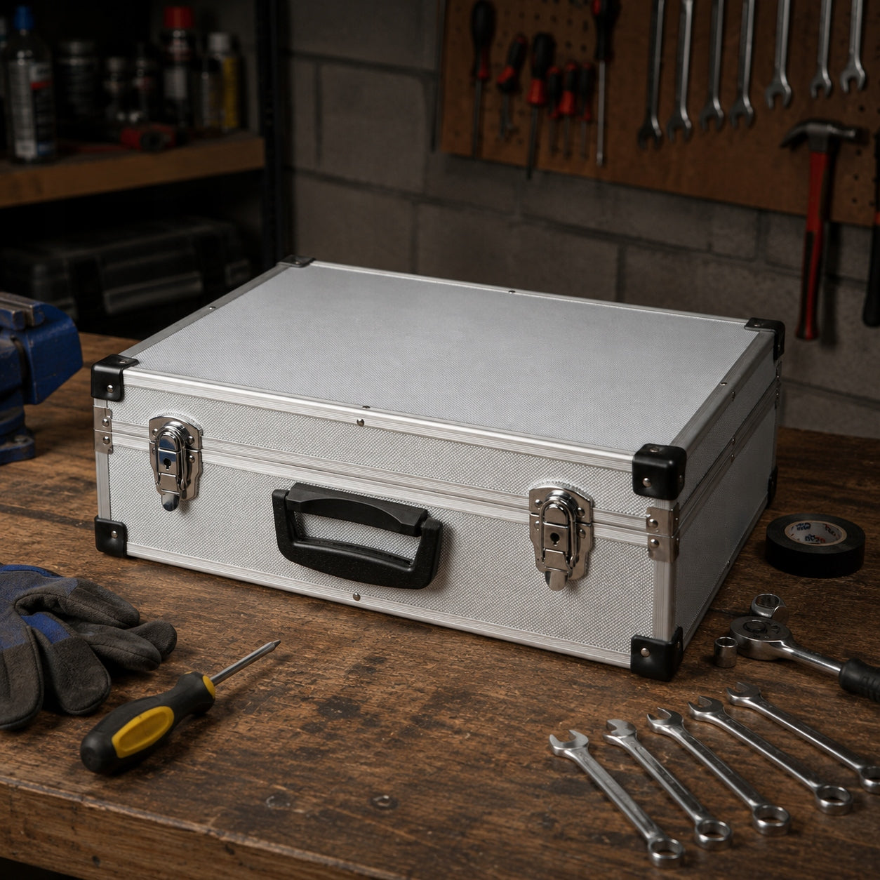 Small ALUMINUM SUITCASE Transport TOOL BOX for EQUIPMENT Cables Length 33 cm