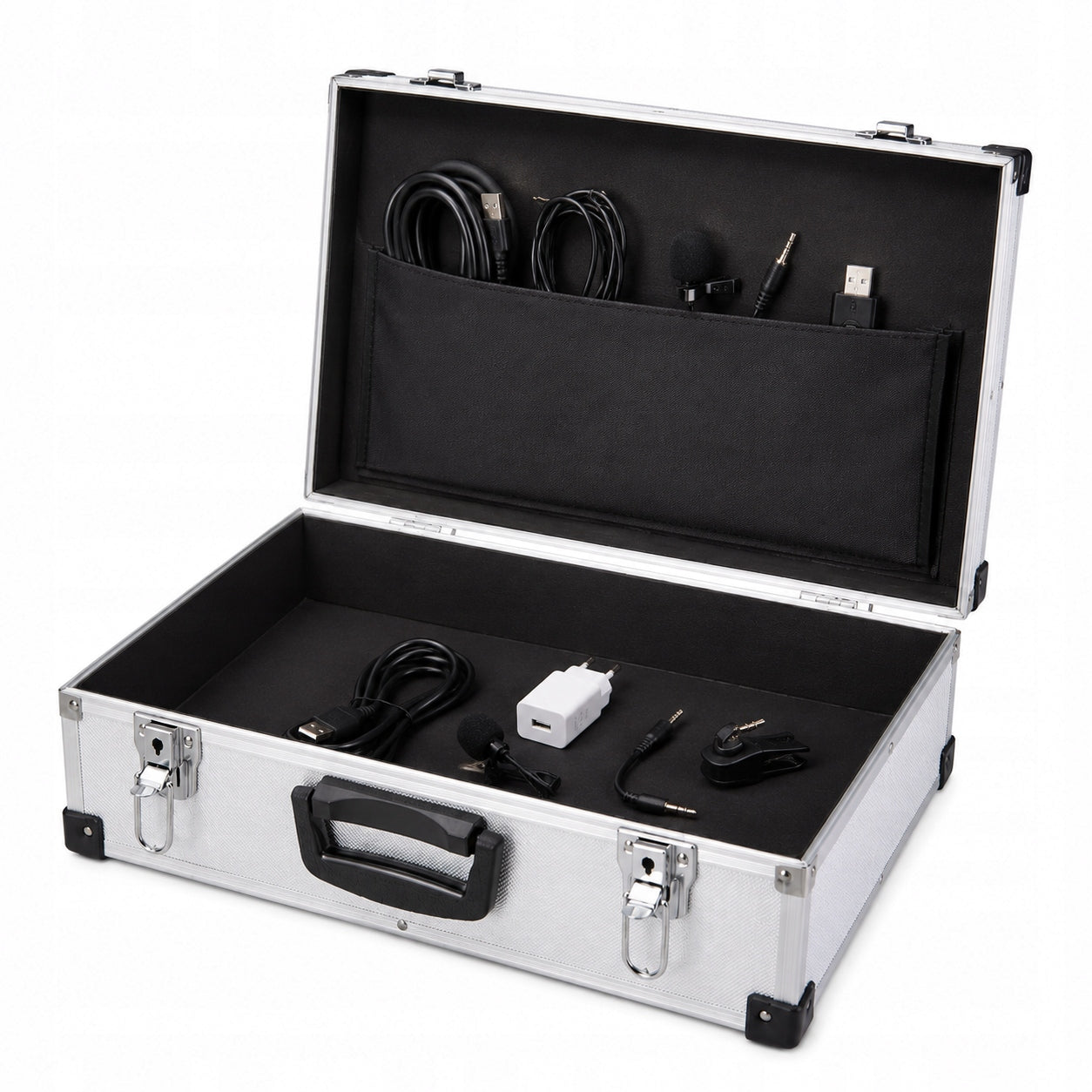 Small ALUMINUM SUITCASE Transport TOOL BOX for EQUIPMENT Cables