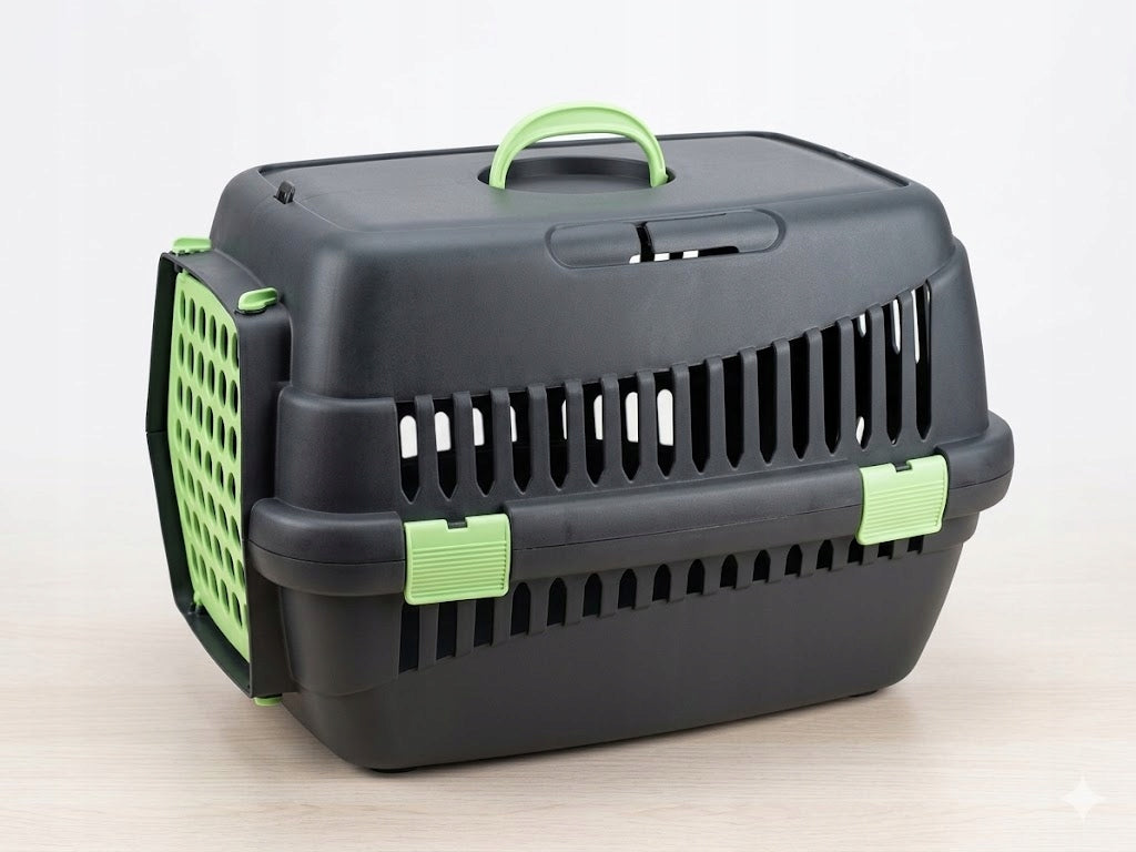 Small Animal Cat Transporter GT S 39x55x36,5cm Black and Green Strong Manufacturer code 003918