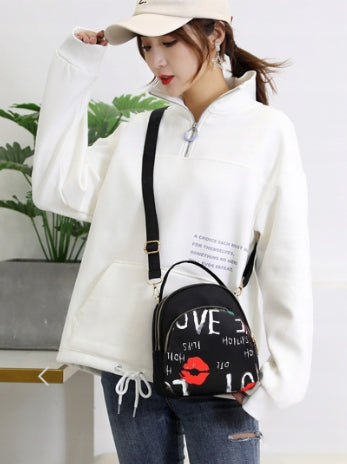 Small Backpack Women's Shoulder Bag 2in1 Black School City Backpack Brand no brand
