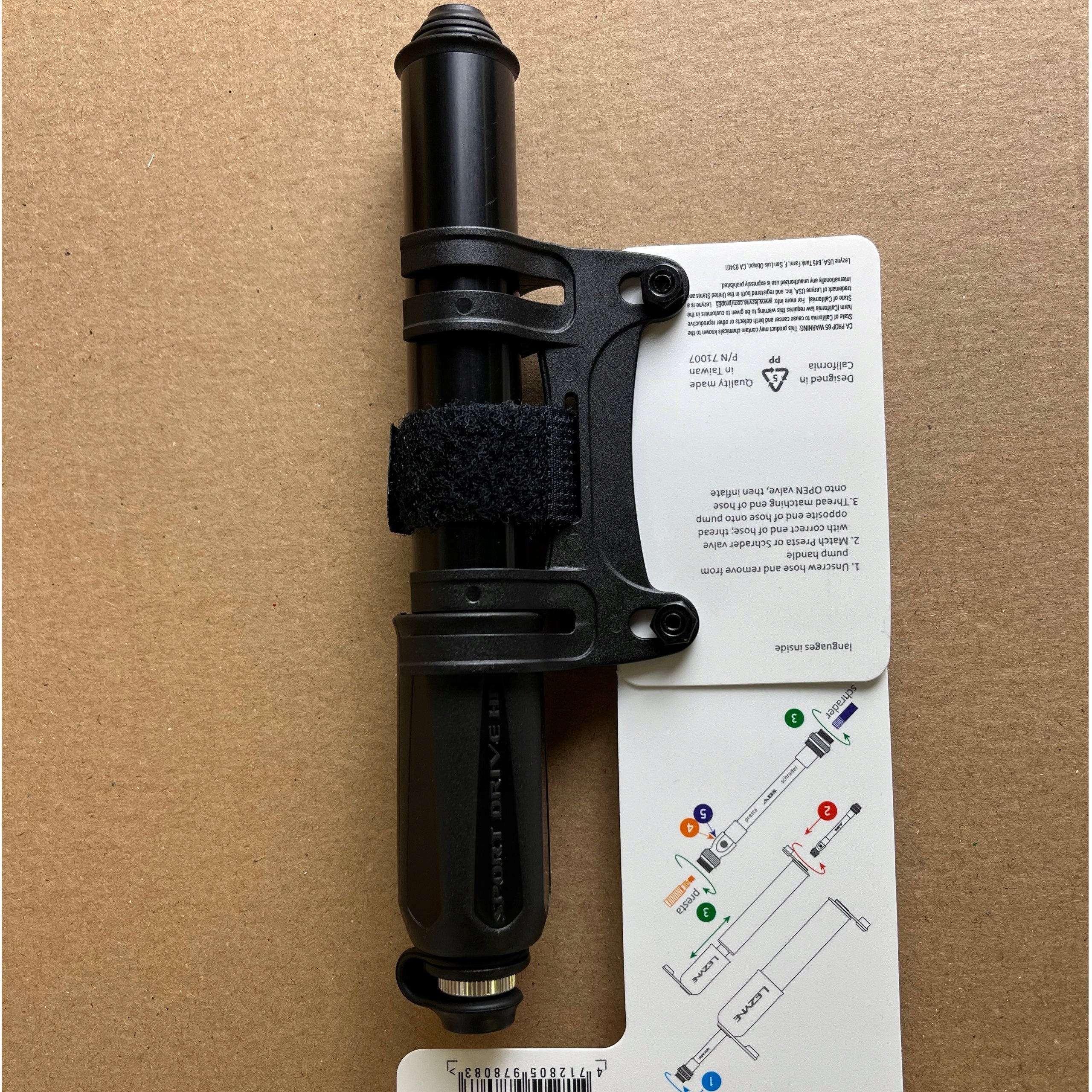 Small Bicycle Pump LEZYNE Sport Drive HV MTB Gravel Black 17cm + Handle Packaging status original