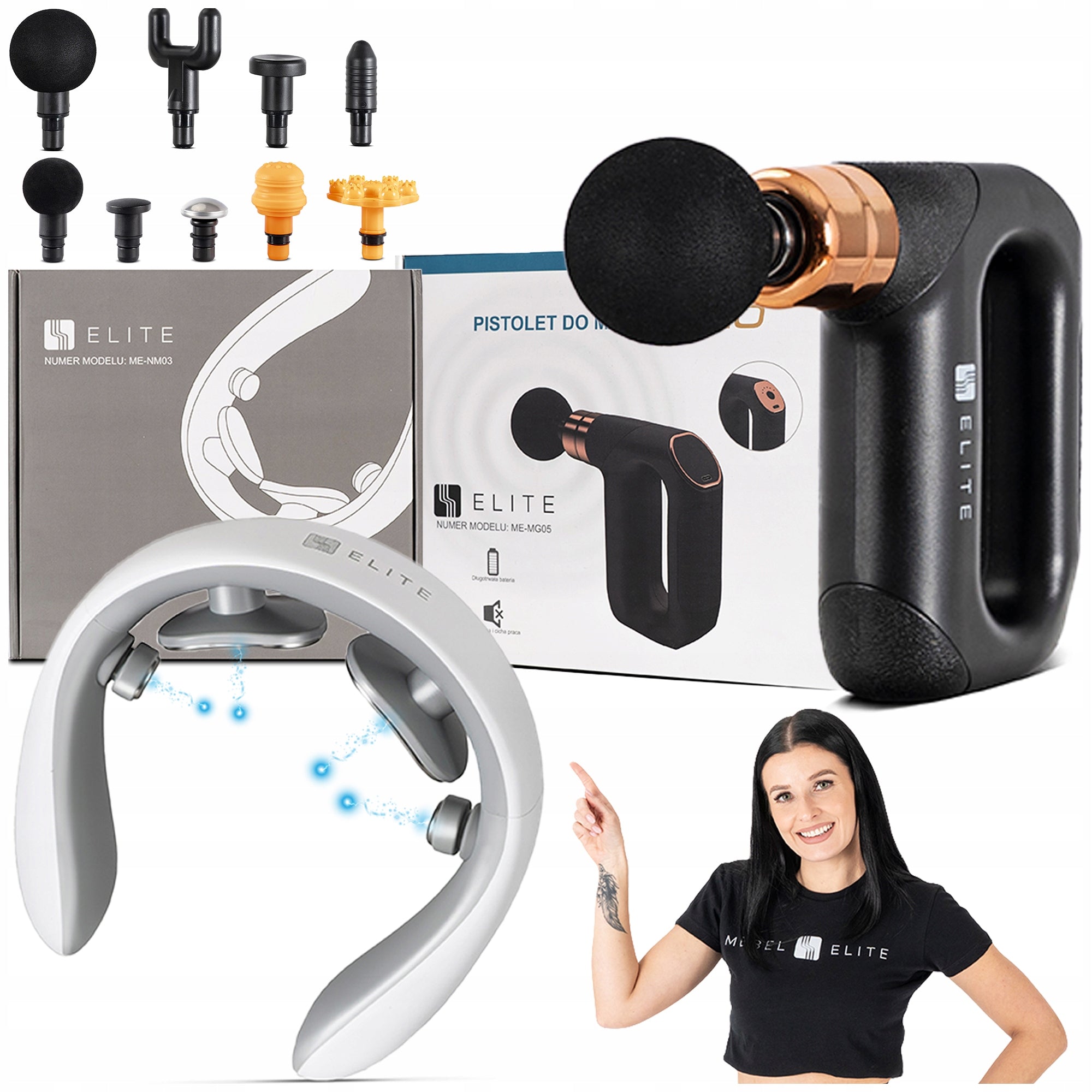 Small Body Massage Gun Set+ Neck Massager Currents TENS