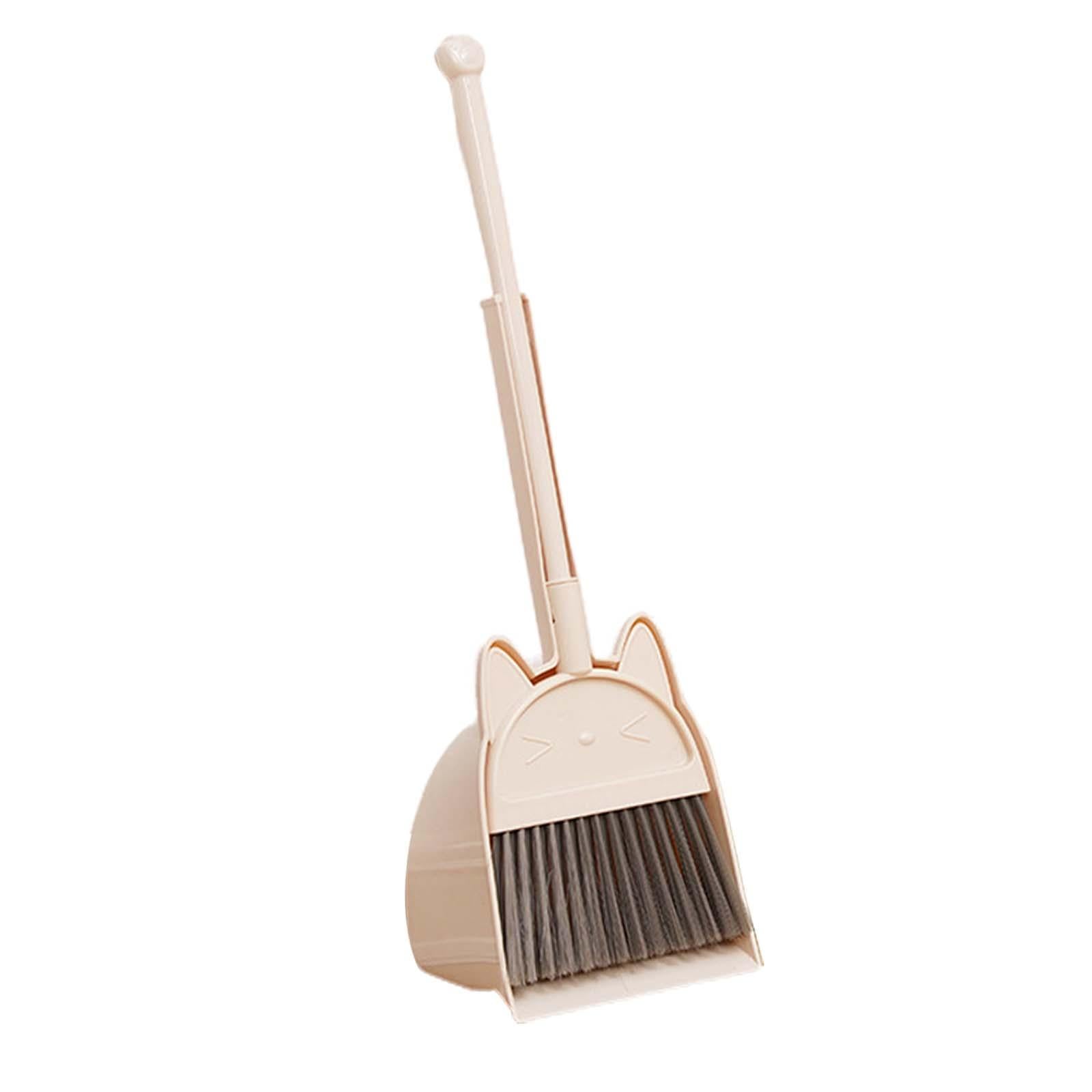 Small Broom and Dustpan Set Cleaning Toys Gift Children Light Yellow