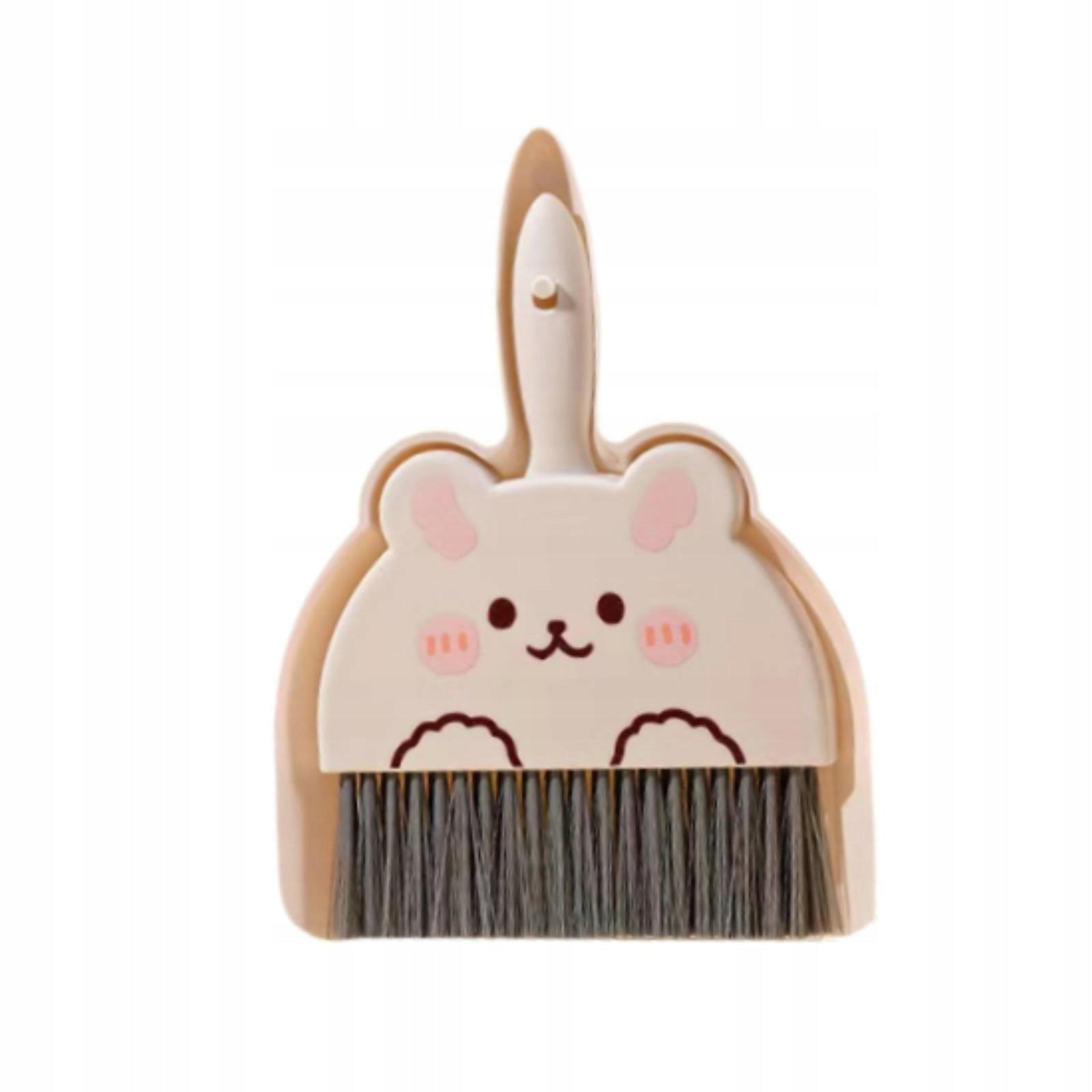 Small Broom and Dustpan Set Compact Cleaning Brush and Dustpan White