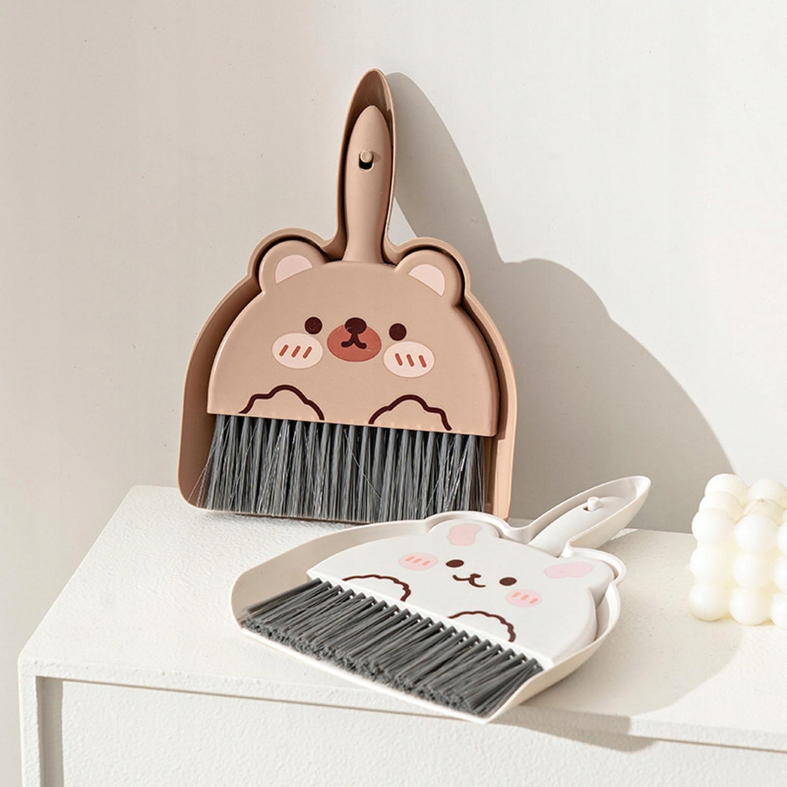 Small Broom and Dustpan Set Durable Portable Mini Broom and white bunny Packaging status original