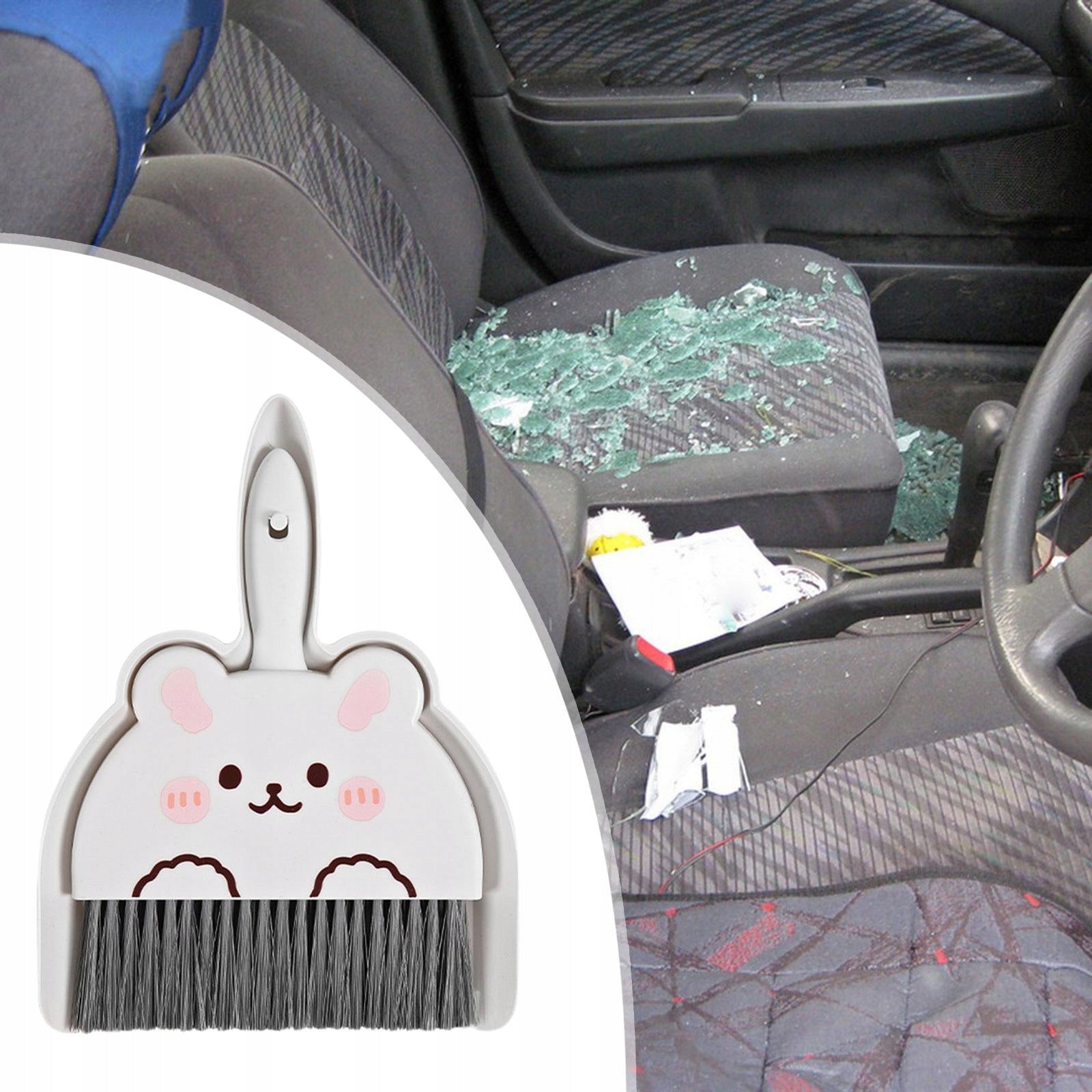 Small Broom and Dustpan Set Durable Portable Mini Broom and white bunny
