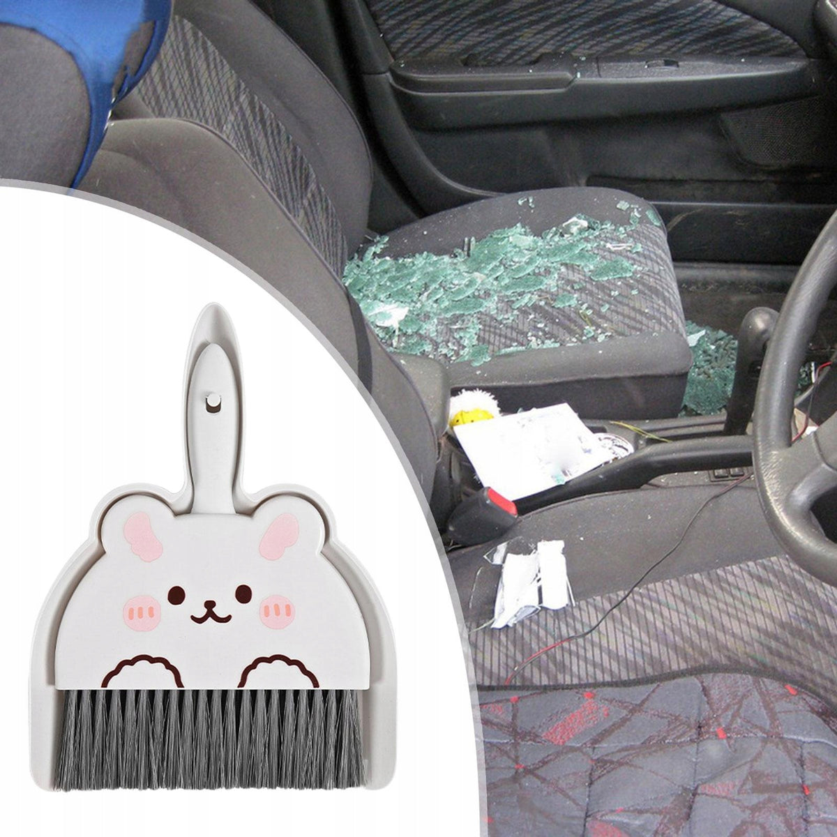 Small Broom and Dustpan Set Durable Portable Mini Broom and white bunny