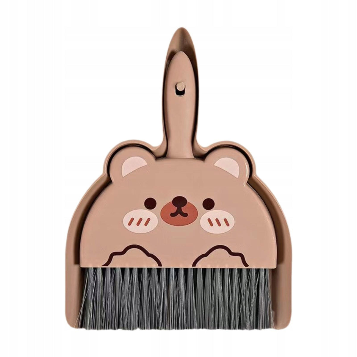 Small Broom and Dustpan Set Nesting Buckle Design Compact Cleaning Brown