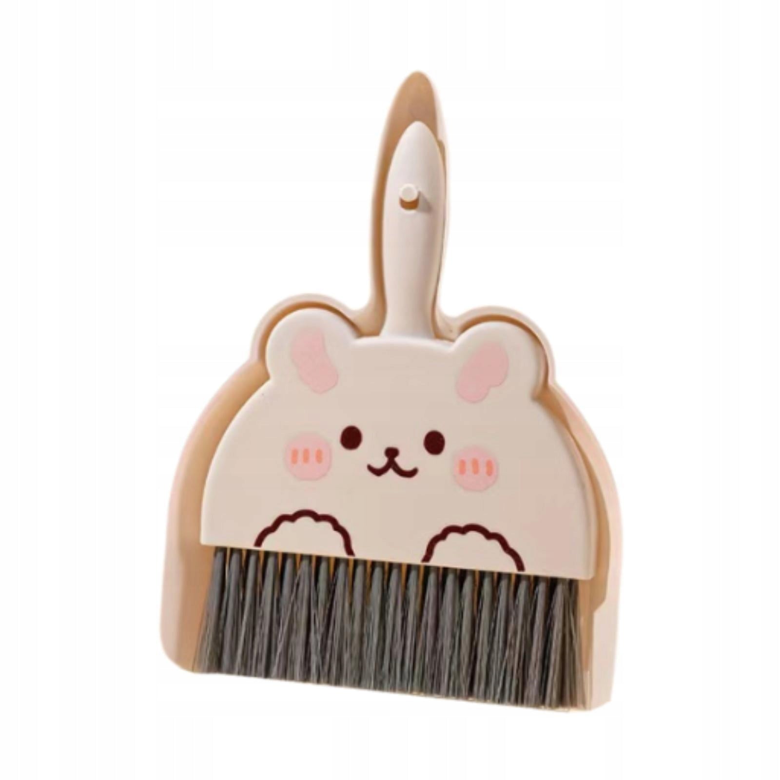 Small Broom and Dustpan Set Nesting Buckle Design Compact Cleaning White