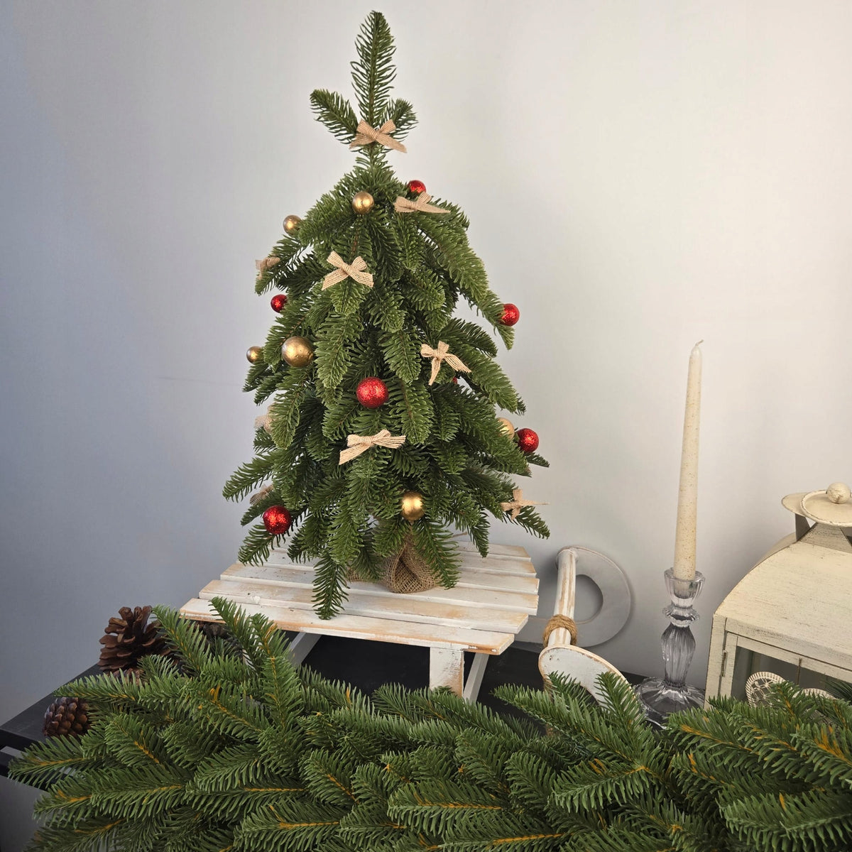 Small CHRISTMAS TREE ARTIFICIAL FIR OLIVE 55 CM 100% PE STAND AND JUTE like real Brand Art-Trans
