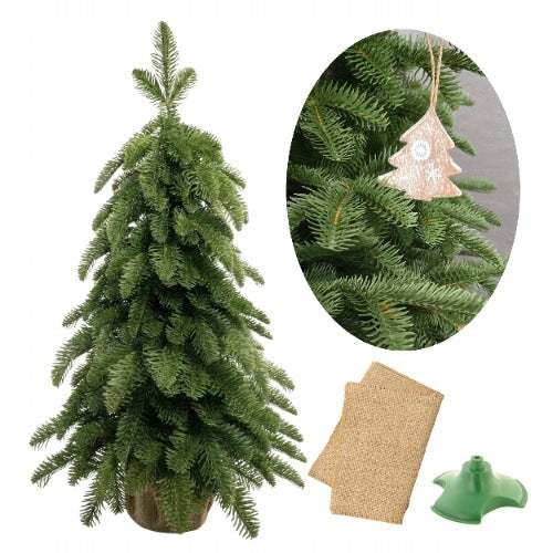Small CHRISTMAS TREE ARTIFICIAL FIR OLIVE 55 CM 100% PE STAND AND JUTE like real