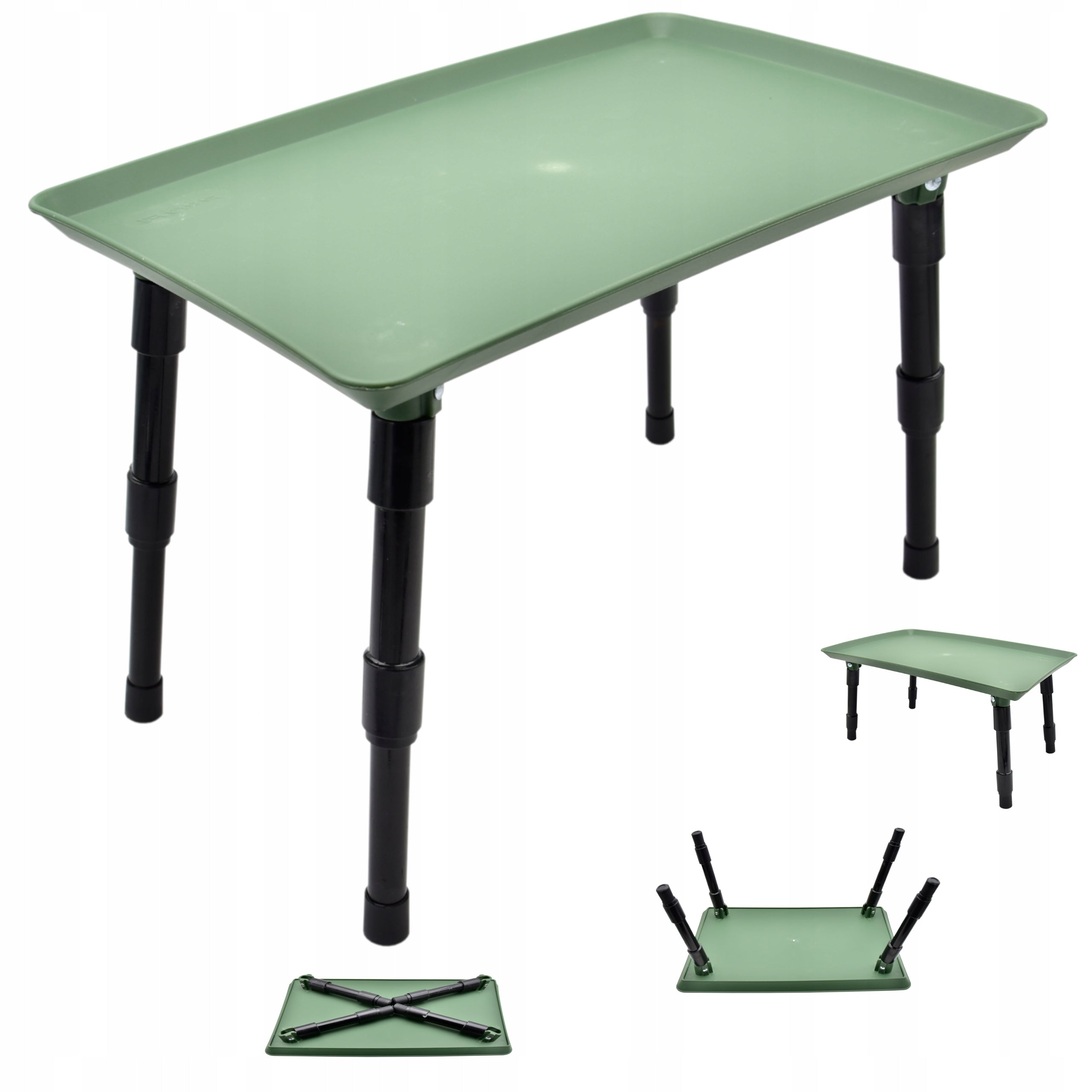Small Camping Fishing Table Folding Top 39x24cm Adjustable Height 19-27cm